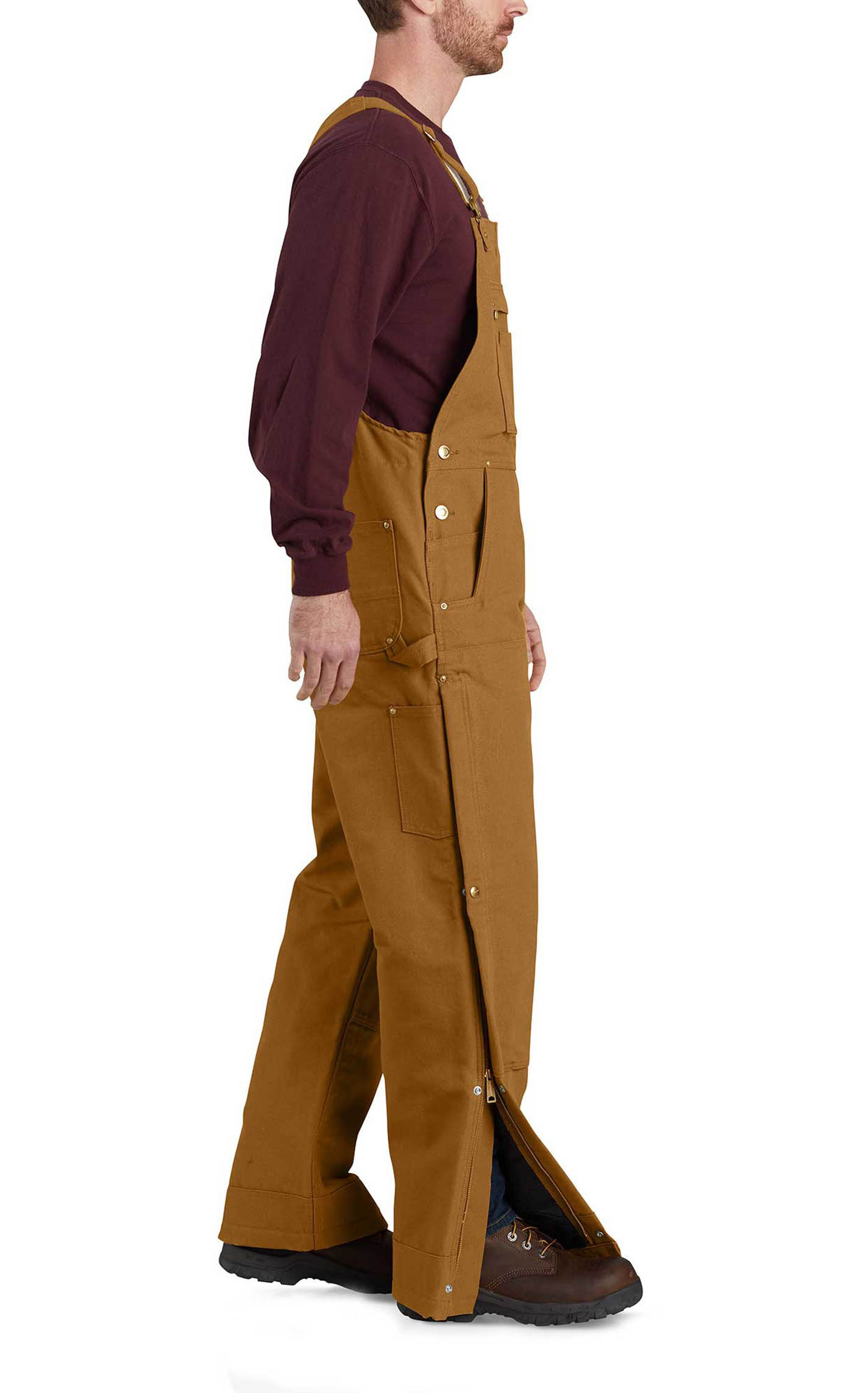Carhartt Men's Brown Loose Fit Insulated Bib Overalls - Image 1