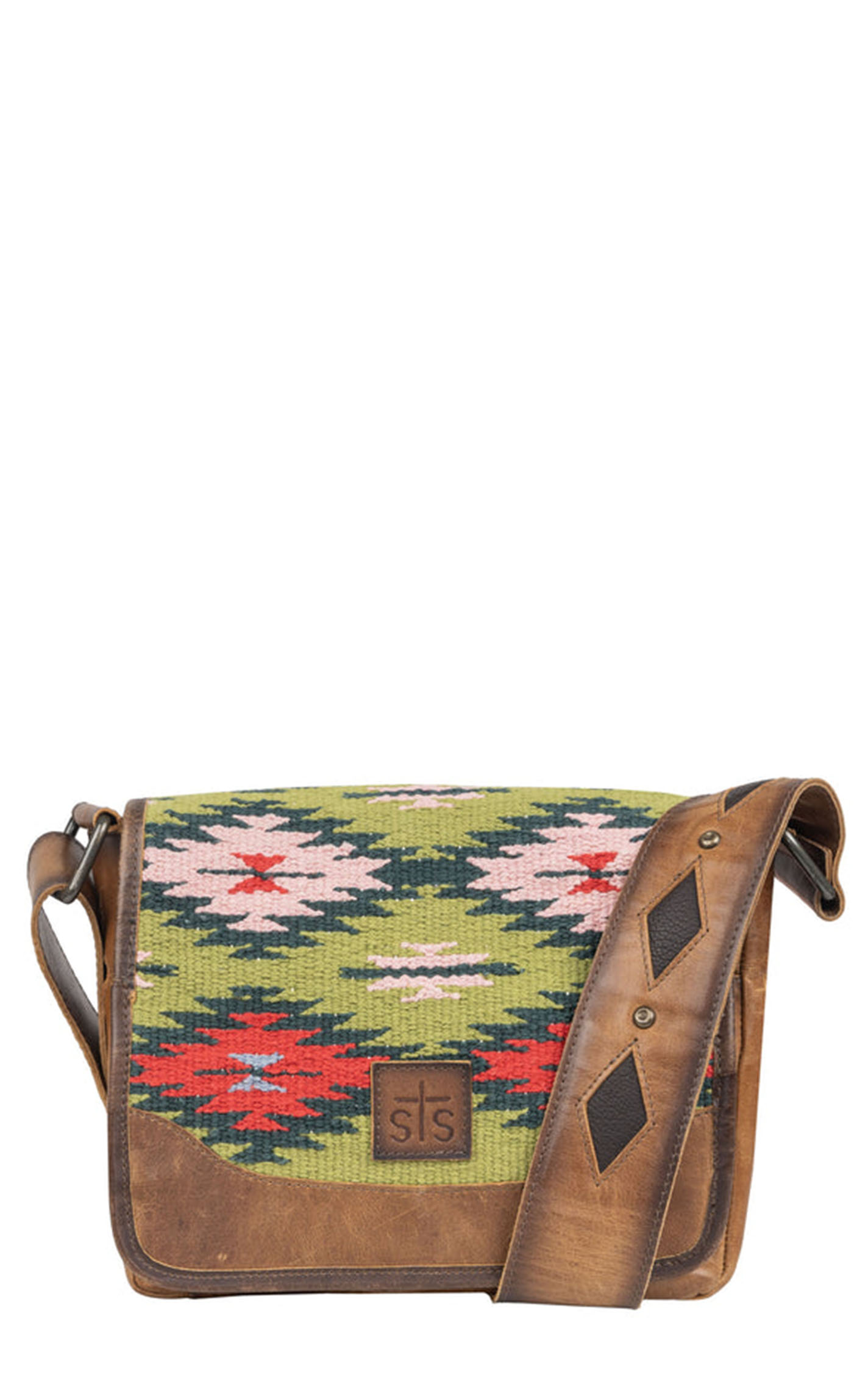 STS Ranchwear Green & Red Aztec Baja Dreams Della Crossbody Bag - Image 1