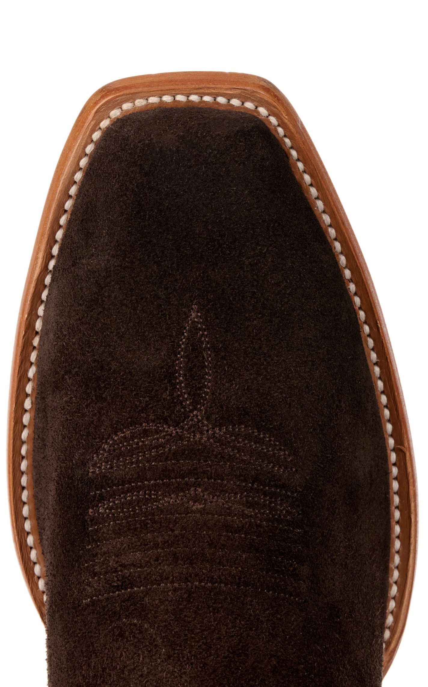 Cavender's Men's Chocolate Roughout and Orange Punchy Square Toe Cowboy Boots - Image 1