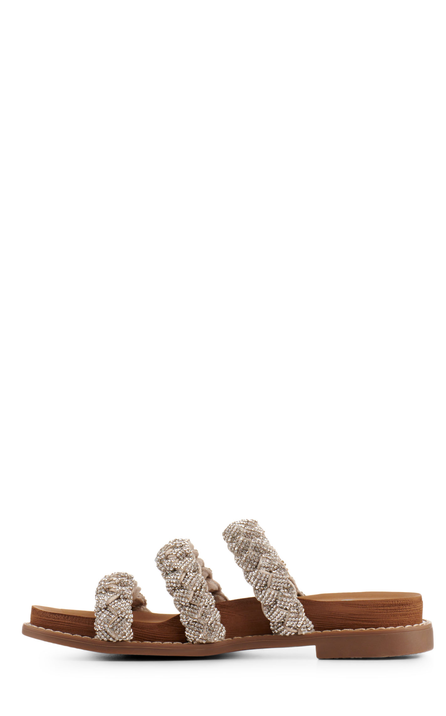 Very G Women's Stacia Tan Triple Bling Braided Straps Sandal - Image 1