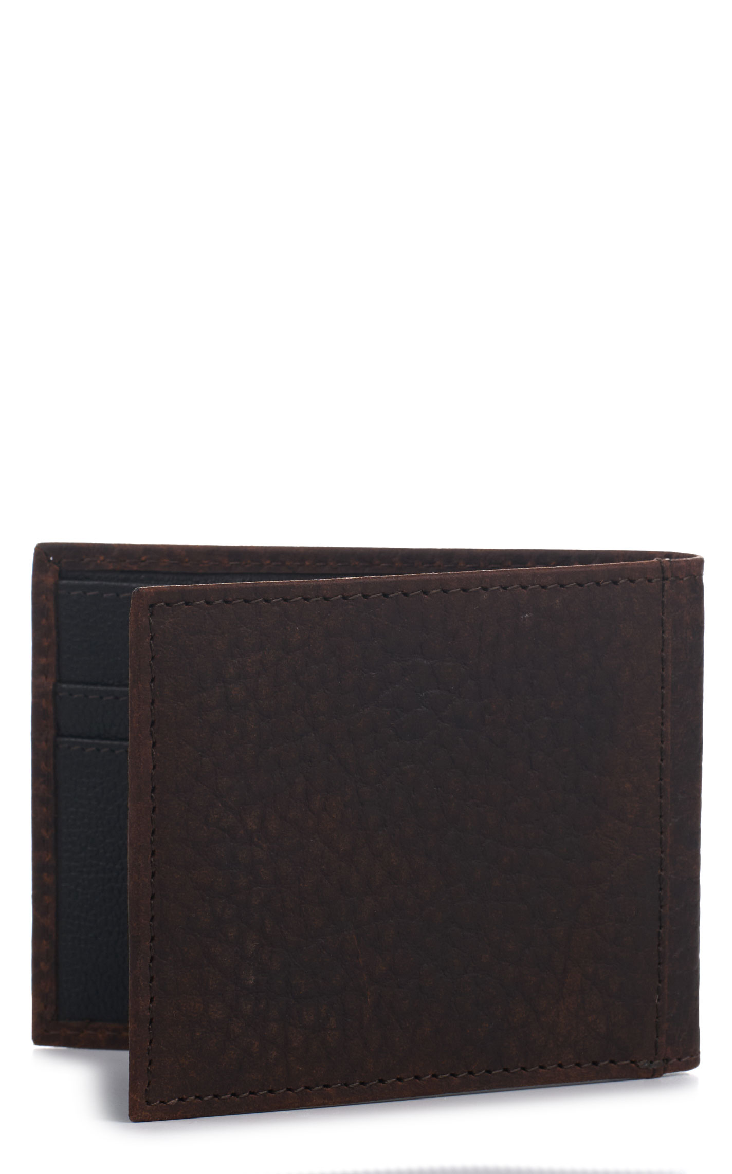 Ariat Men's Chocolate Bullhide & Shield Logo Bi-fold Wallet - Image 1