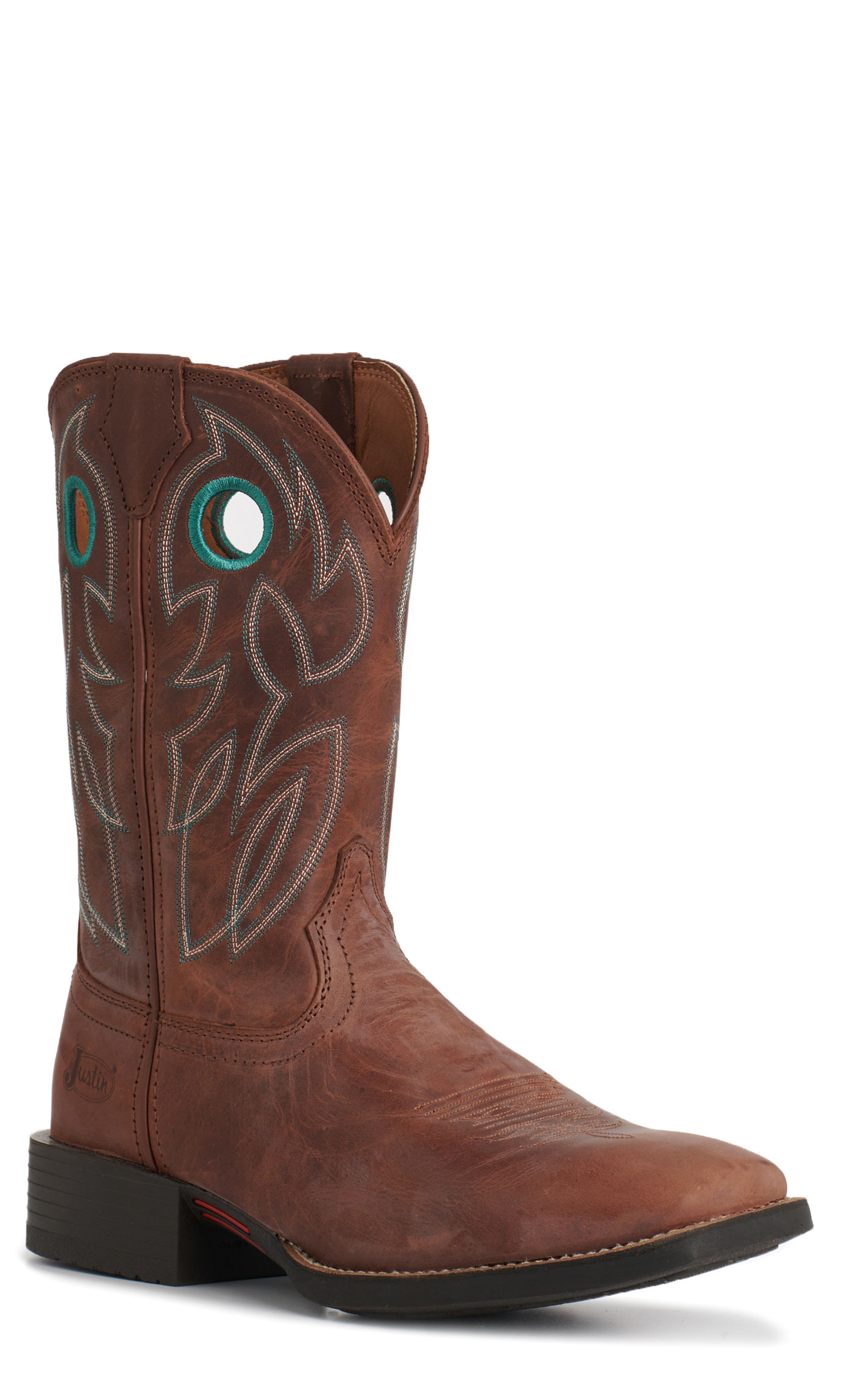 Justin Men's Stampede Brandy Cowhide Wide Square Toe Boots - Image 1