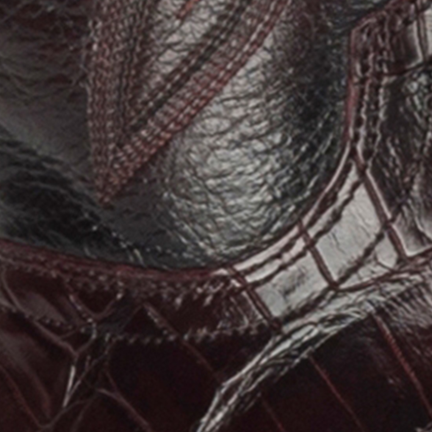 Lucchese Men's 1883 Black Cherry Caiman Tail and Smooth Ostrich Square Toe Exotic Western Boots - Image 1