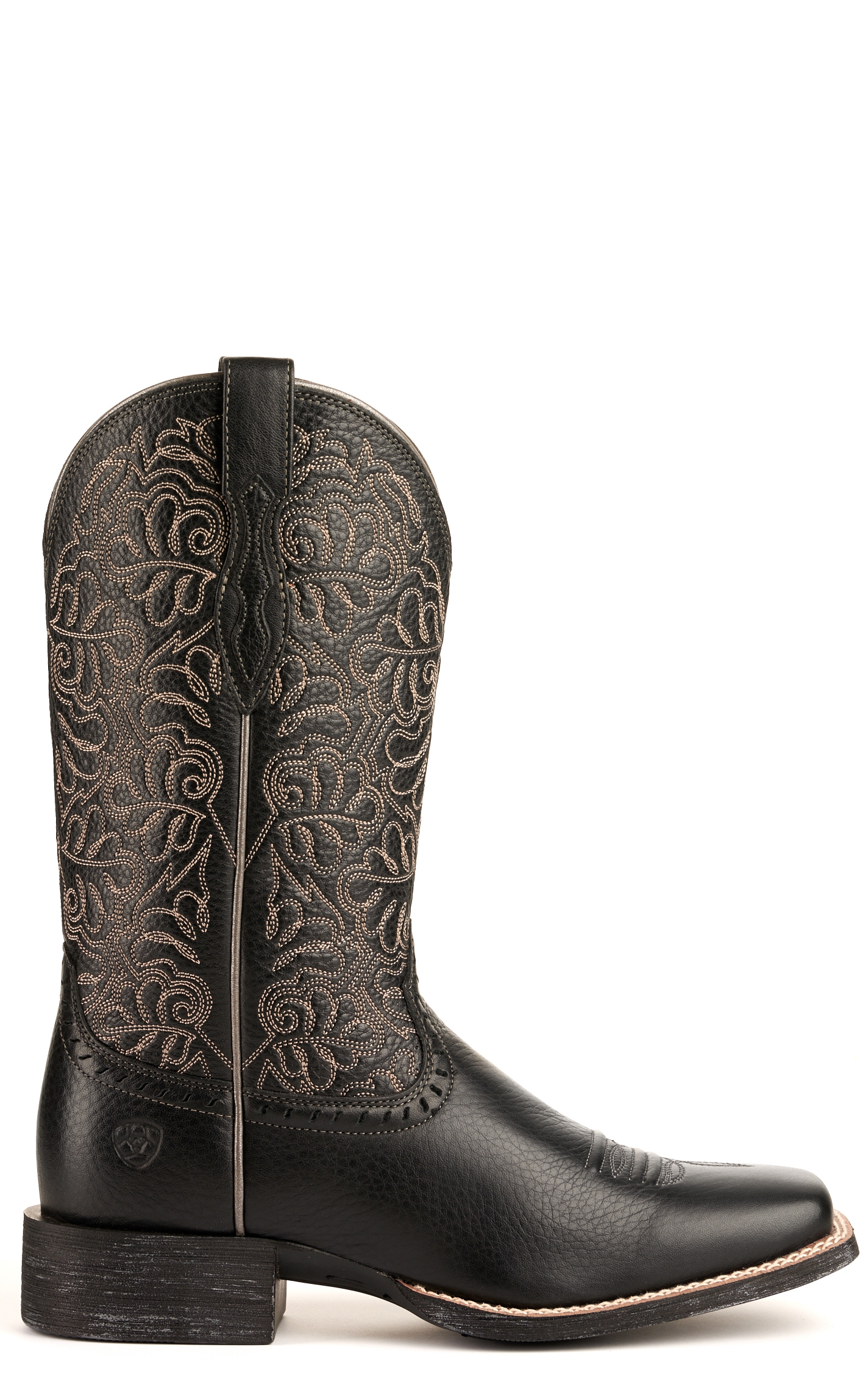 Ariat Women's Round Up Remuda Black Deertan Wide Square Toe Cowboy Boots - Image 1