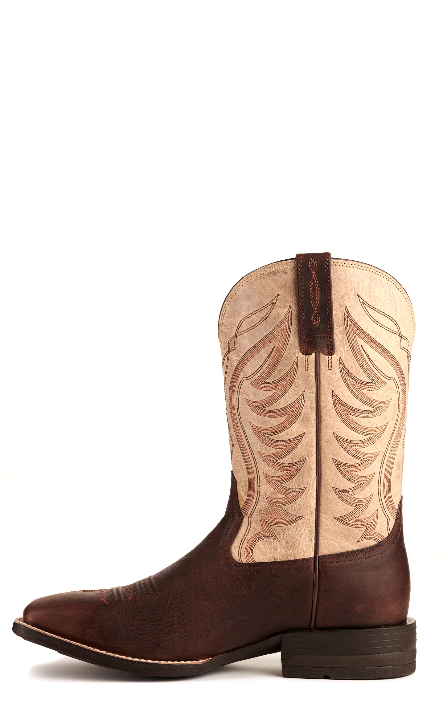 Ariat Men's Amos Shock Shield Barley Brown and Trucker Tan Wide Square Toe Cowboy Boots - Image 1