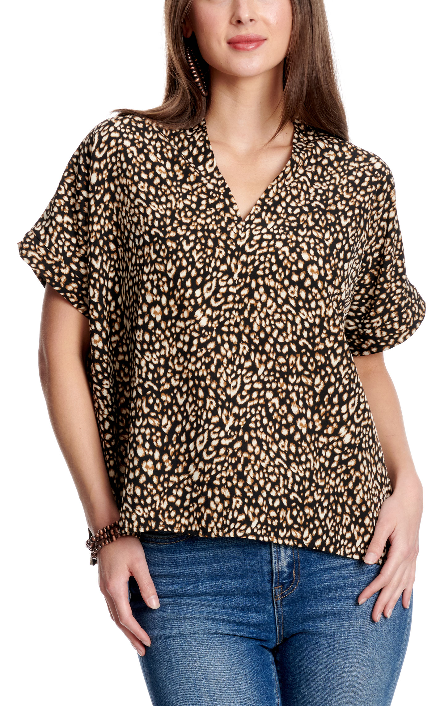 Newbury Kustom Women's Black & Brown Animal Print Top - Image 1