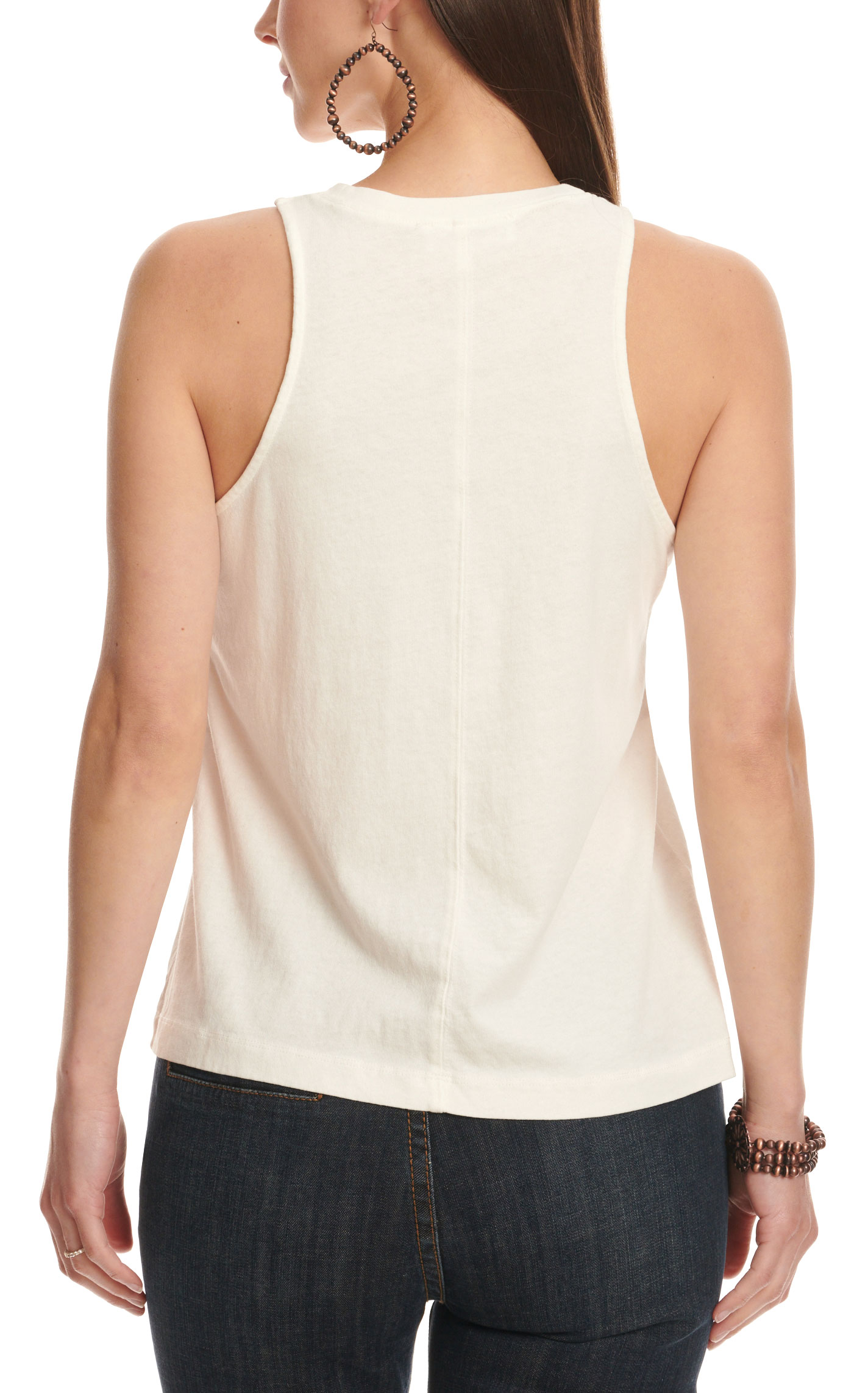 Double Zero Women's Cream Aztec Floral Skull Tank Top - Image 1