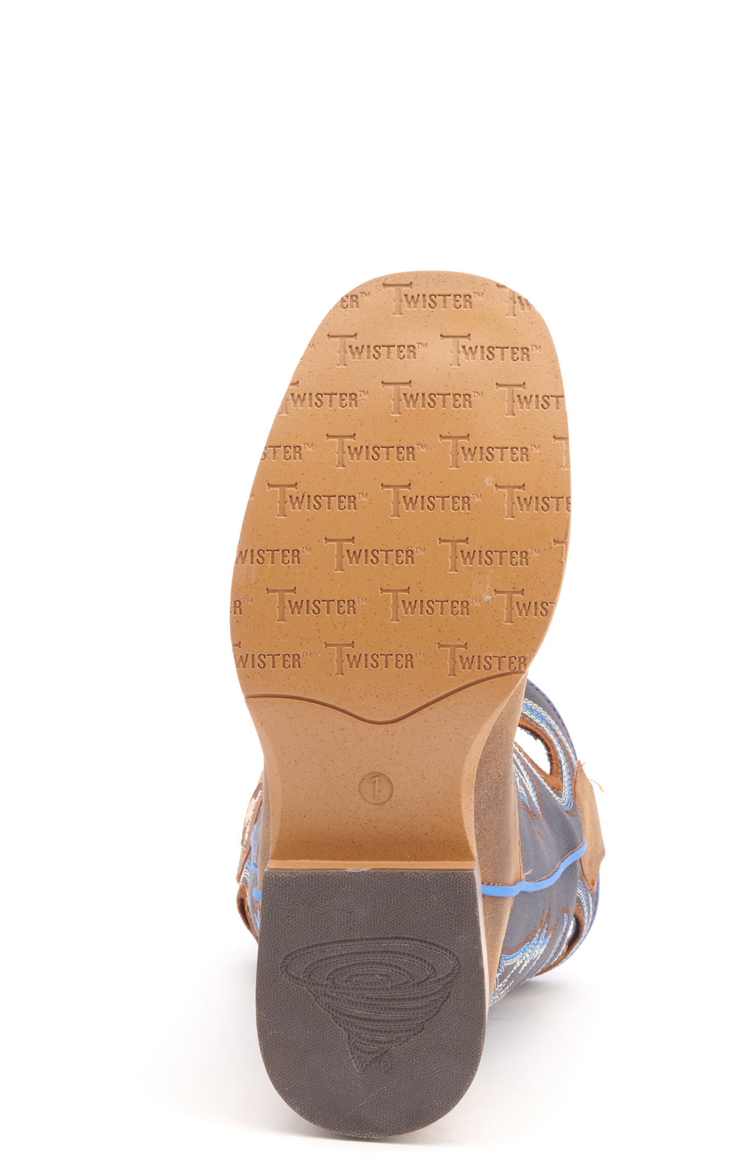 Twister Kids Ben Brown and Navy Square Toe Cowboy Boots - Image 1