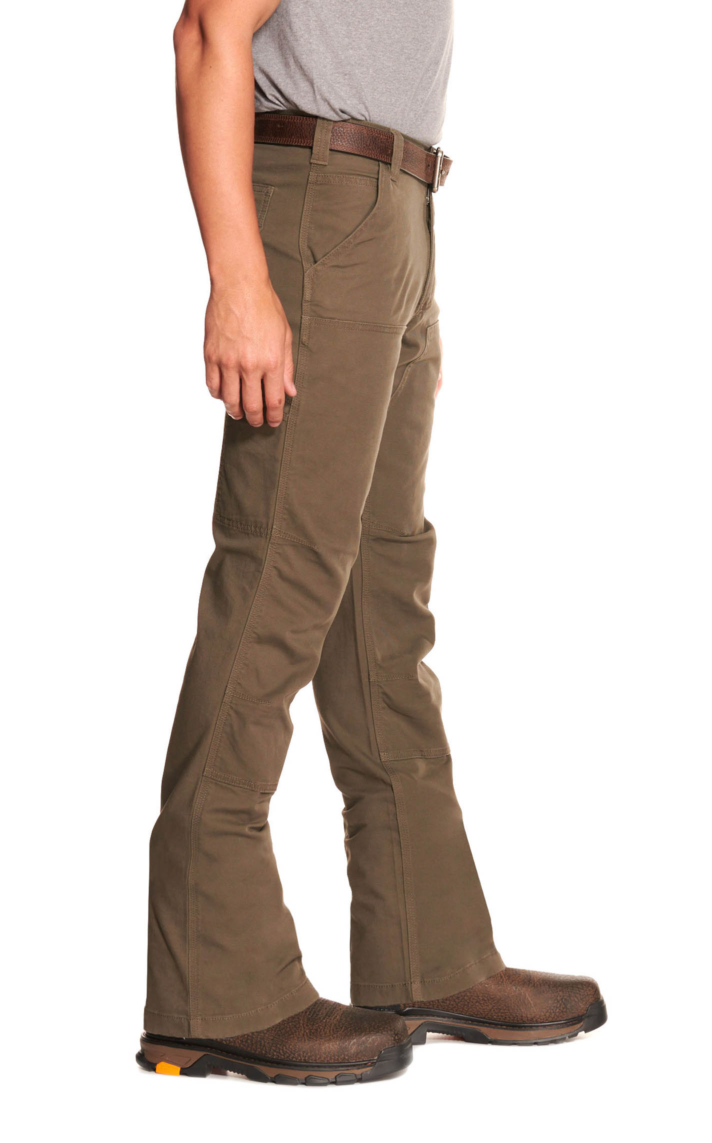 Carhartt Men's Mossy Taupe Relaxed Fit Straight Leg Rugged Flex Stretch Canvas Double-Front Work Pants - Image 1