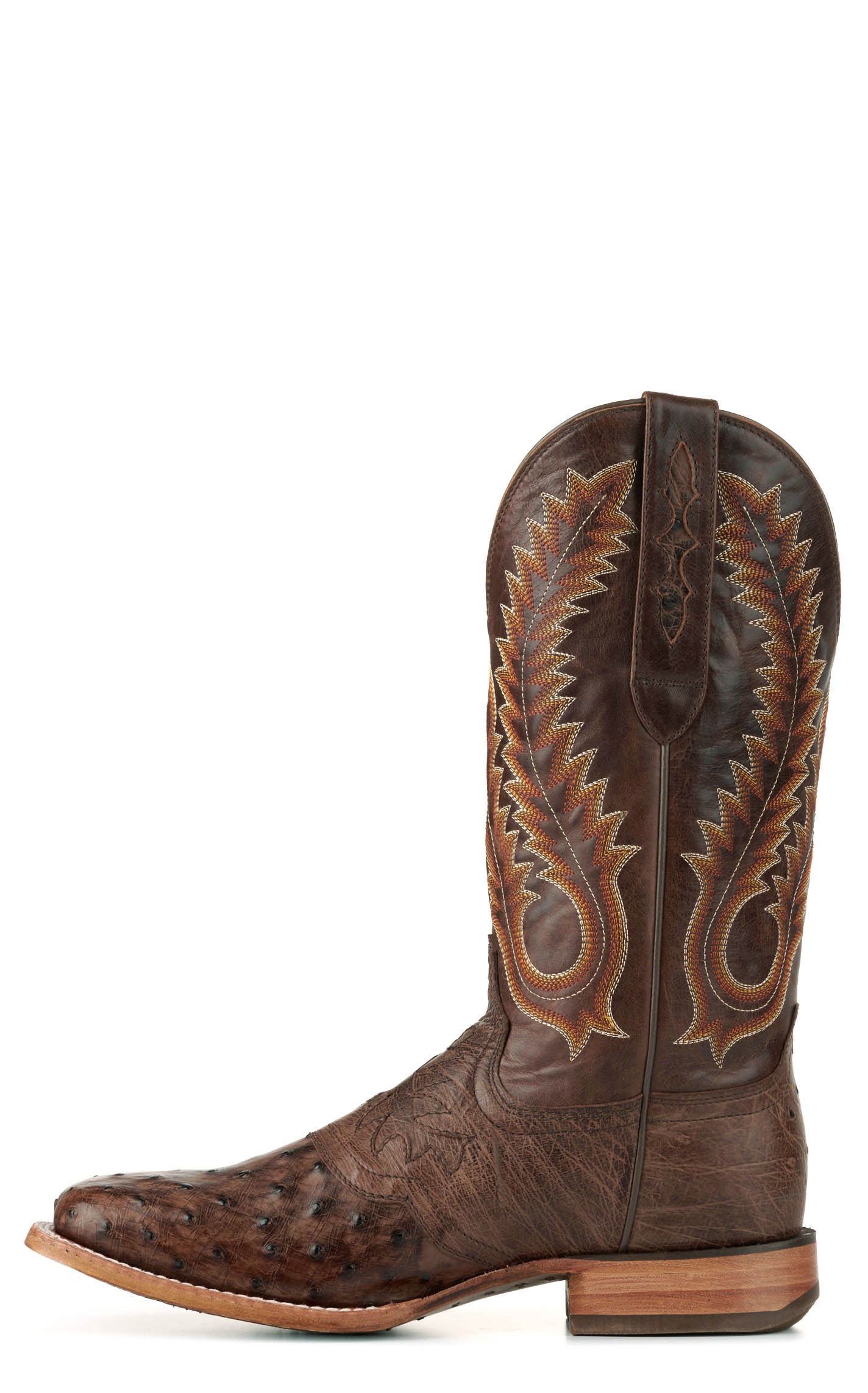 Durango Men's Kango Tobacco Full Quill Ostrich Saddle Vamp Wide Square Toe Exotic Cowboy Boots - Image 1