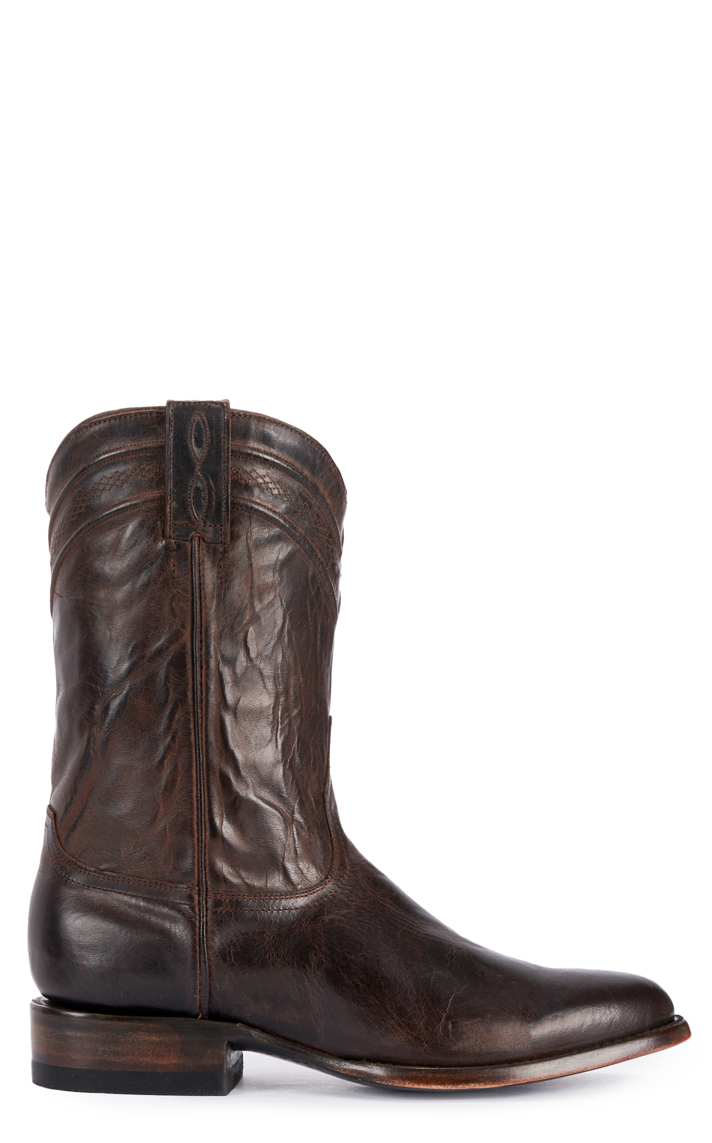 JRC & Sons Men's Todd Mad Dog Goat Leather Round Toe Roper Boot in Chocolate Brown - Image 1