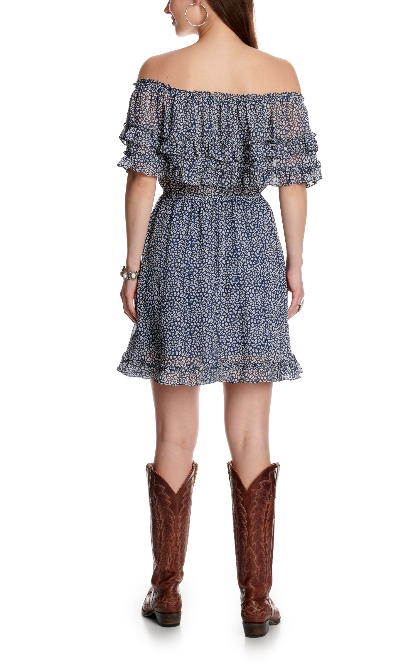 Blue B Women's Navy Cheetah Print Off Shoulder Dress - Image 1