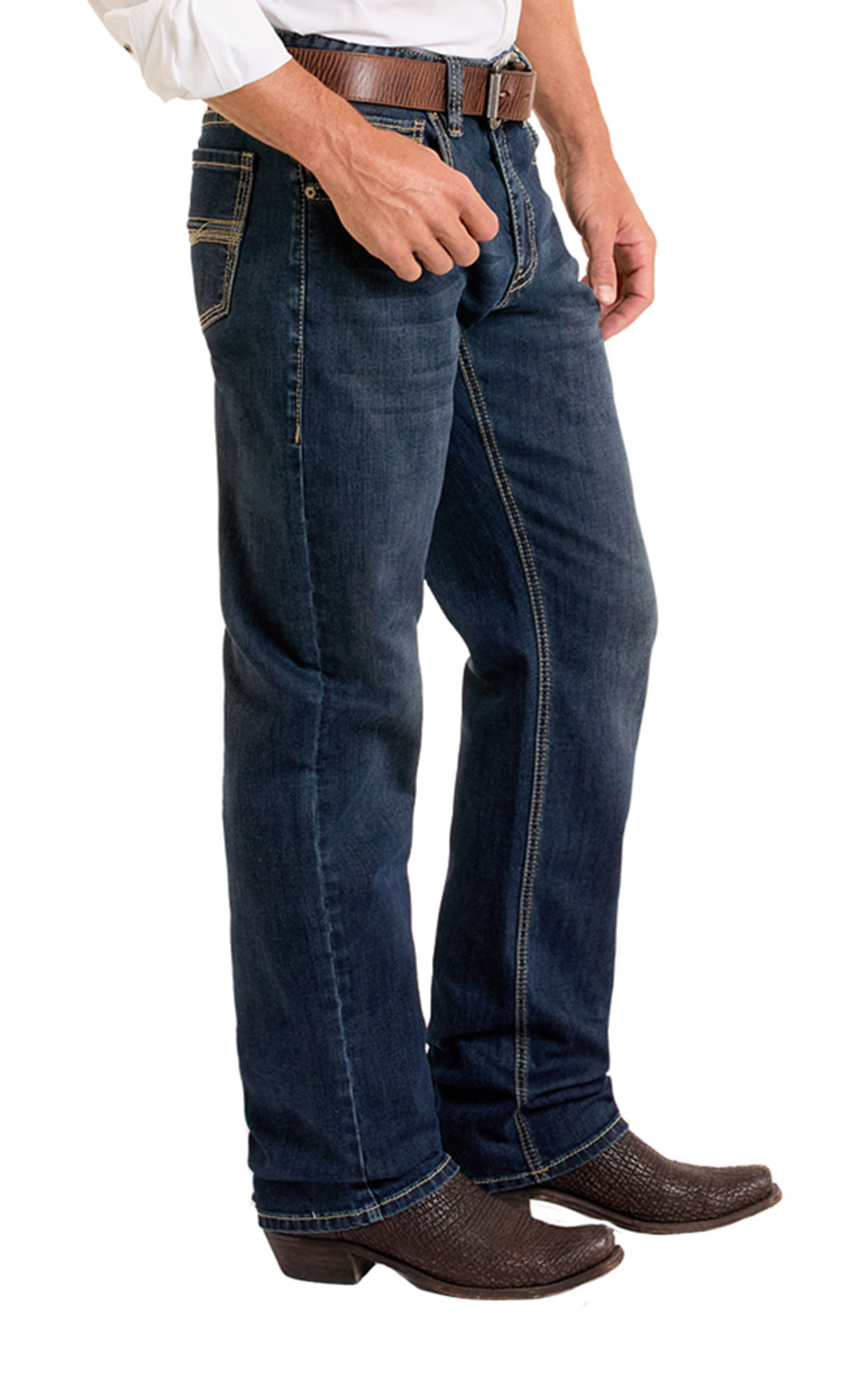 Rock & Roll Denim Men's Alpha Dark Wash High Rise Boot Cut Jeans - Image 1
