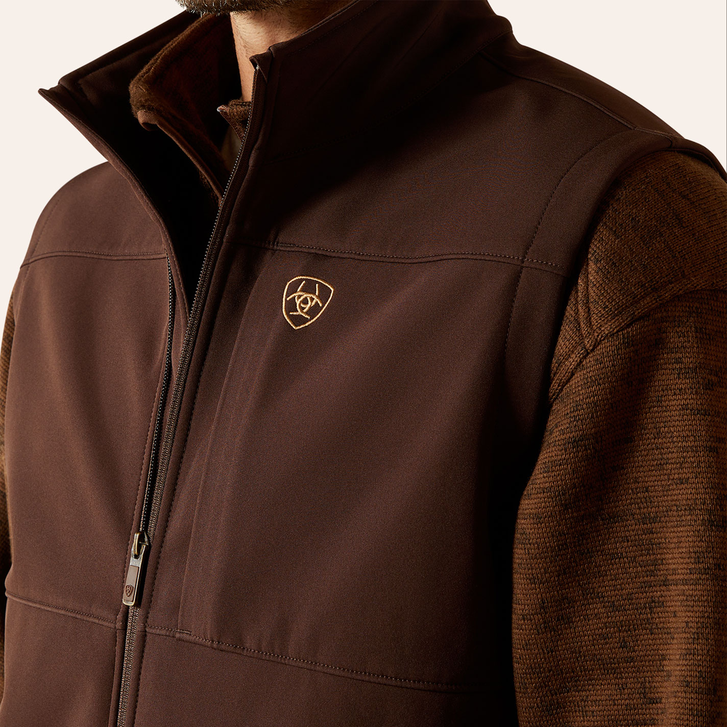 Ariat Men's Vernon Coffee Softshell Vest - Image 1