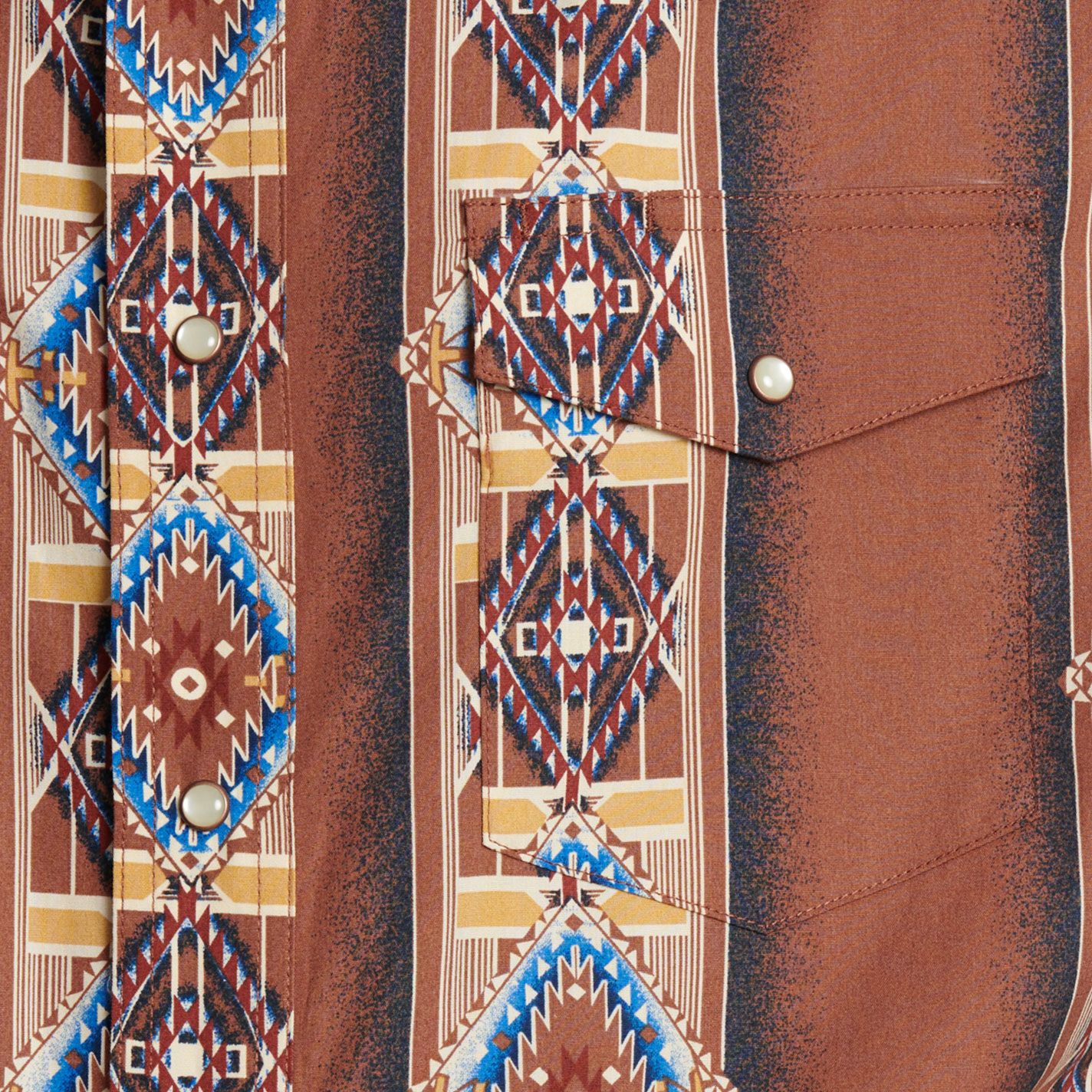 Checotah Men's Brown Aztec Print Western Shirt - Image 1