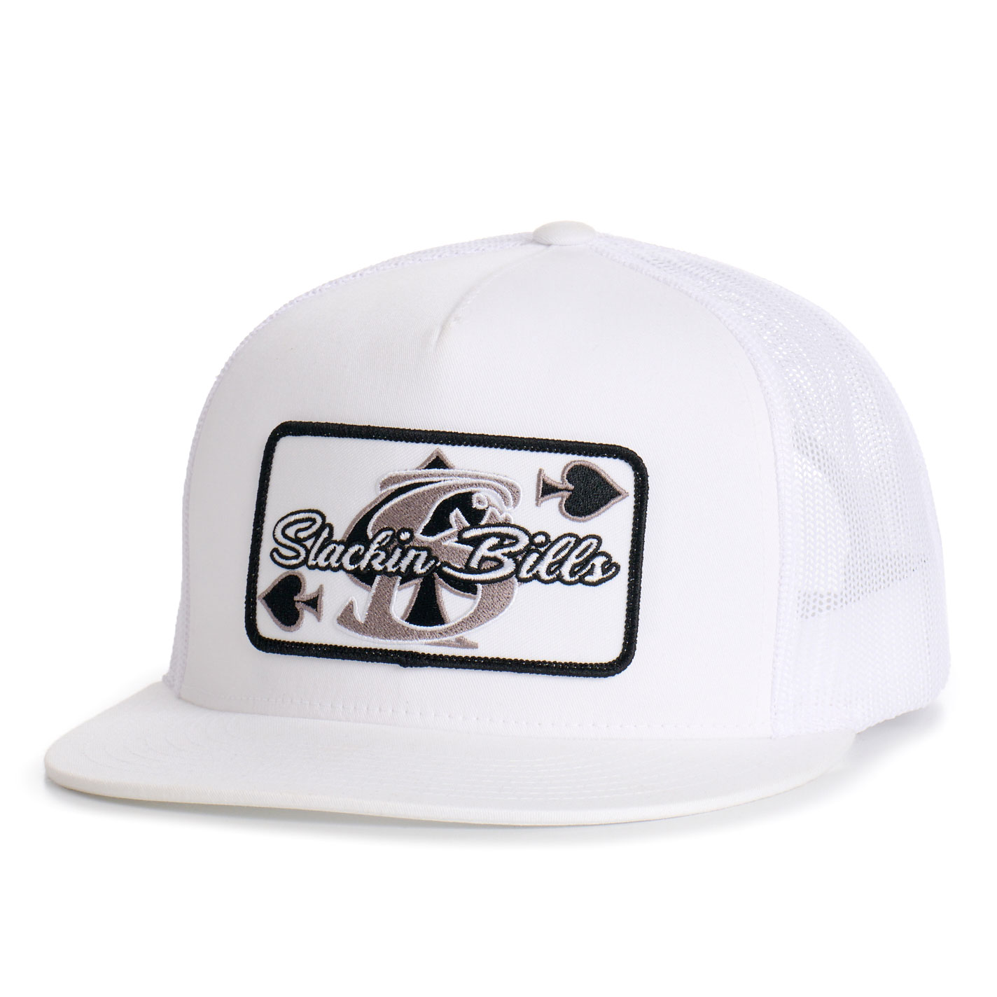 Stackin Bills White Spade Deck Patch Mesh Snapback Cap - Image 1