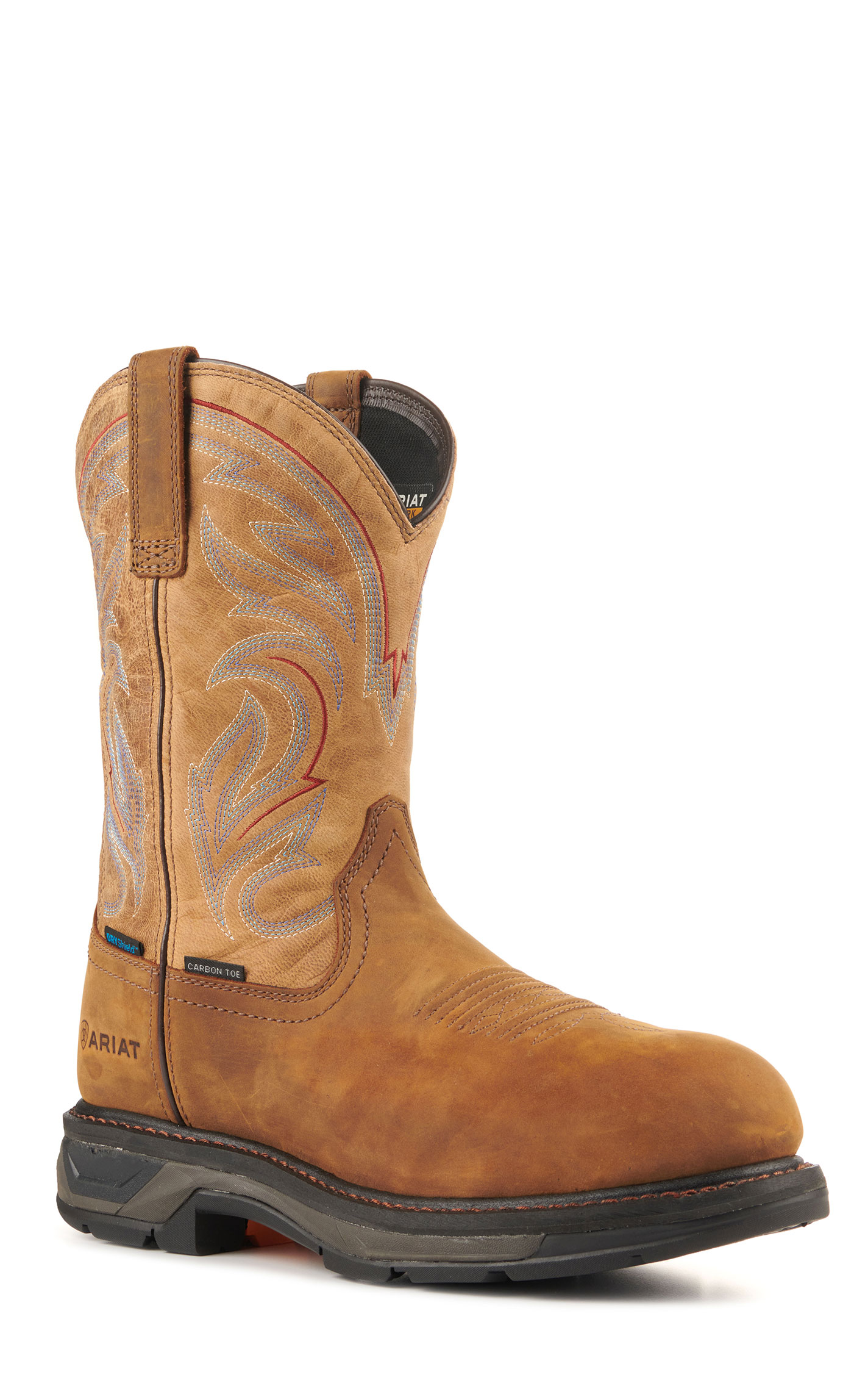 Ariat Men's WorkHog XT Cognac Waterproof Round Carbon Toe Work Boots - Image 1