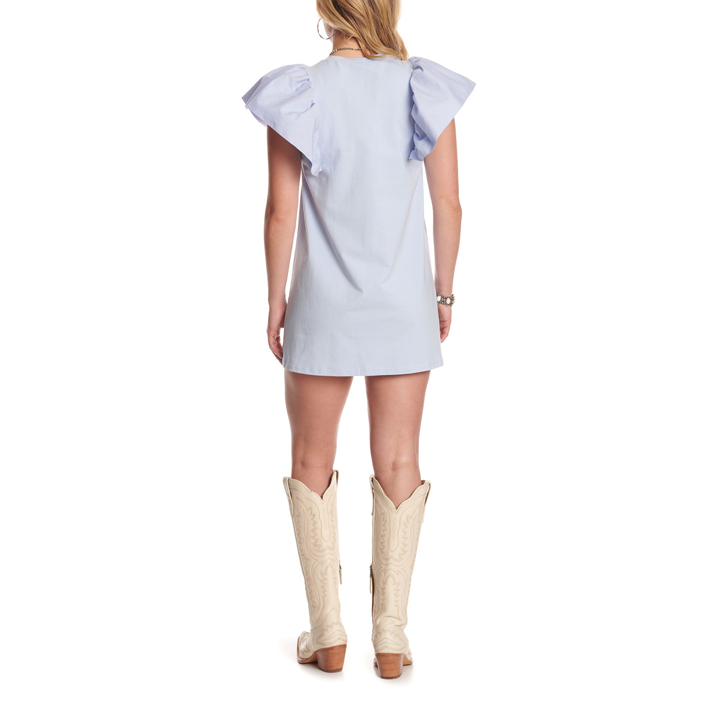 Pretty Follies Women's Baby Blue Flutter Sleeve Mini Dress - Image 1