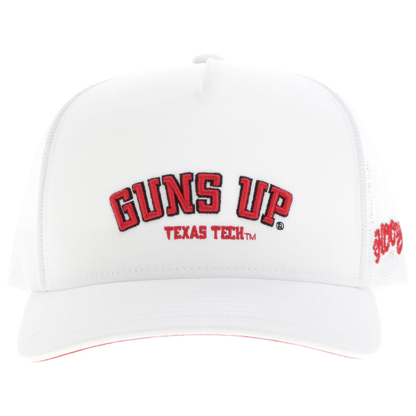 Hooey Collegiate Collection White & White Texas Tech Guns Up Embroidered Curved Bill Cap - Image 1