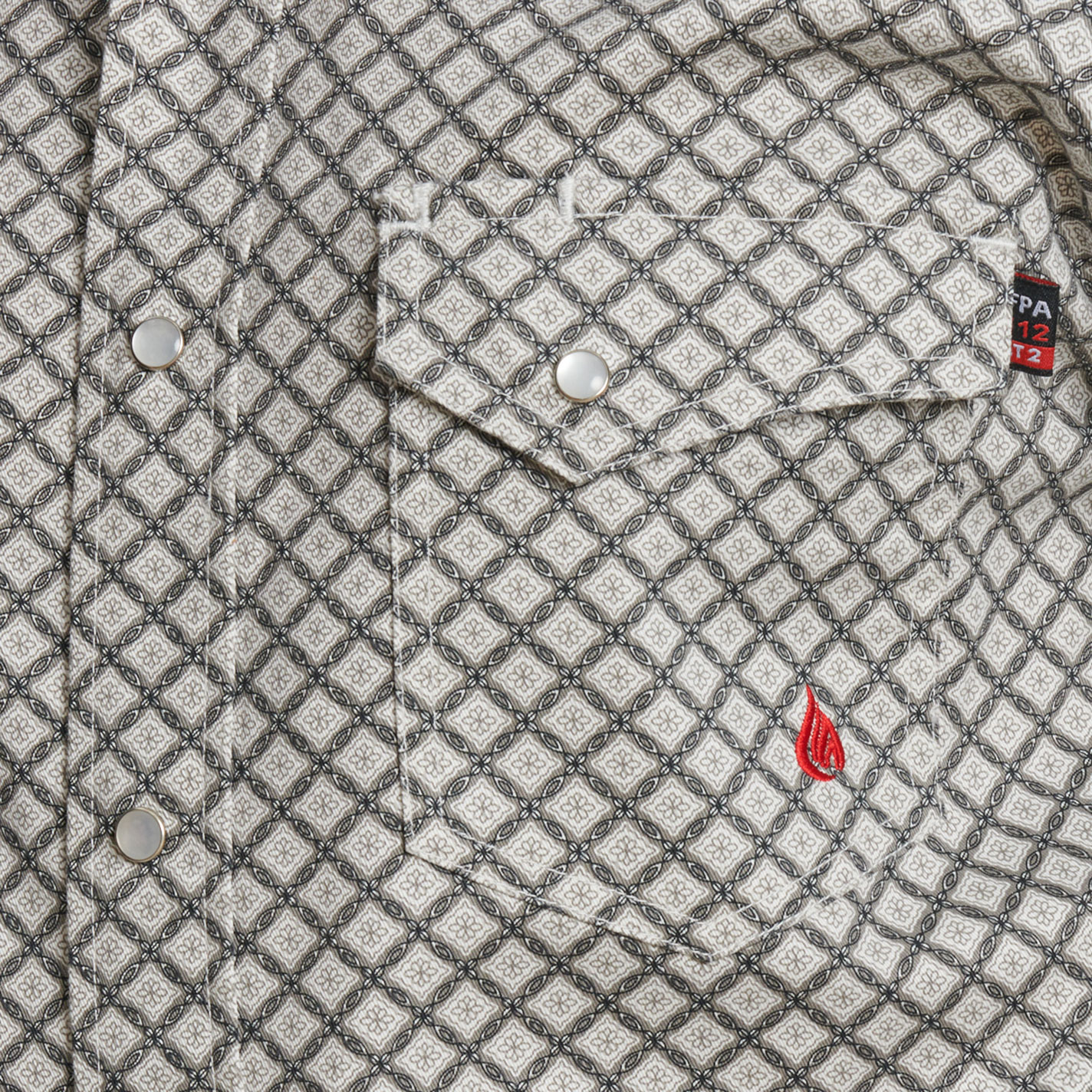 Forge Men's Olive & Cream Geo FR Work Shirt - Image 1