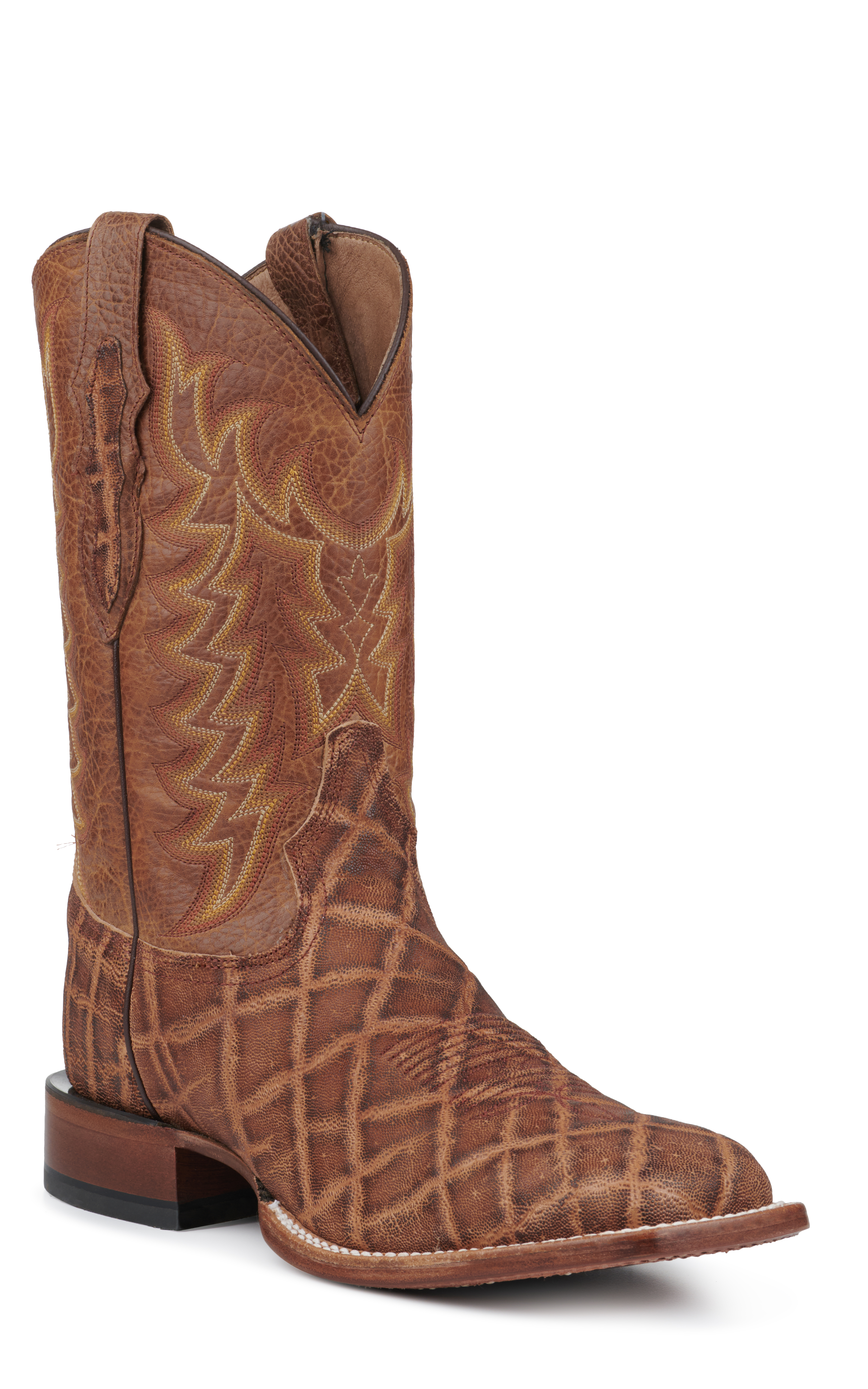 Tony Lama Men's Cigar Vintage Elephant and Brown Wide Square Toe Exotic Cowboy Boots - Cavender's Exclusive - Image 1