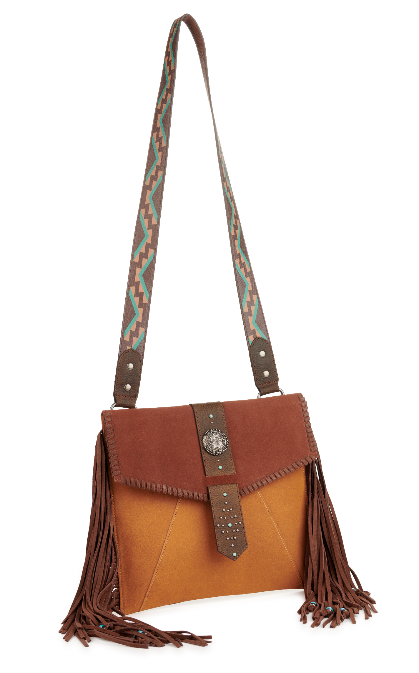 Red Dirt Hat Co. Cinnamon & Honey Suede Fringed Side Crossbody Bag - Image 1