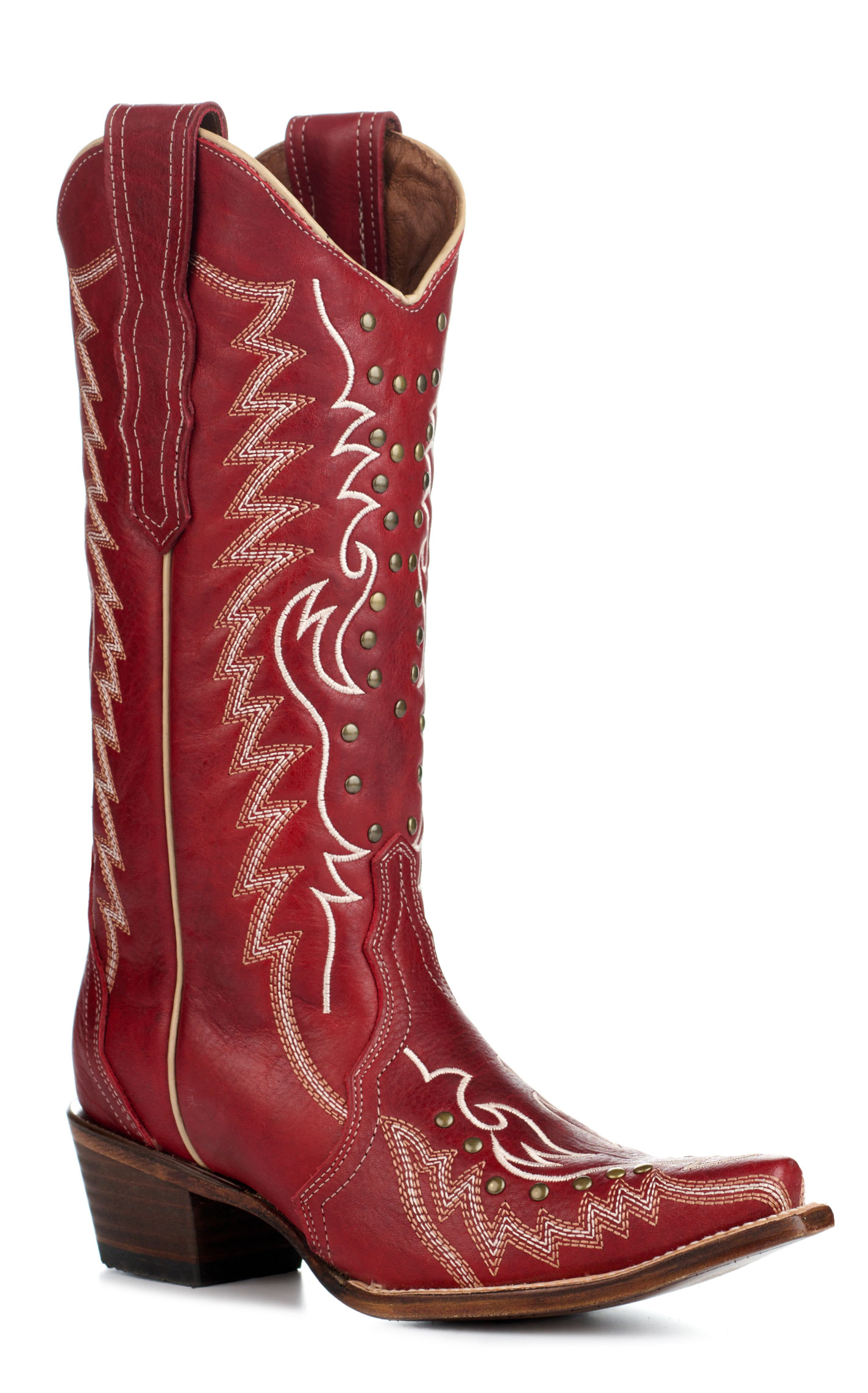 Circle G by Corral Women's Red with Studs Snip Toe Cowboy Boots - Image 1