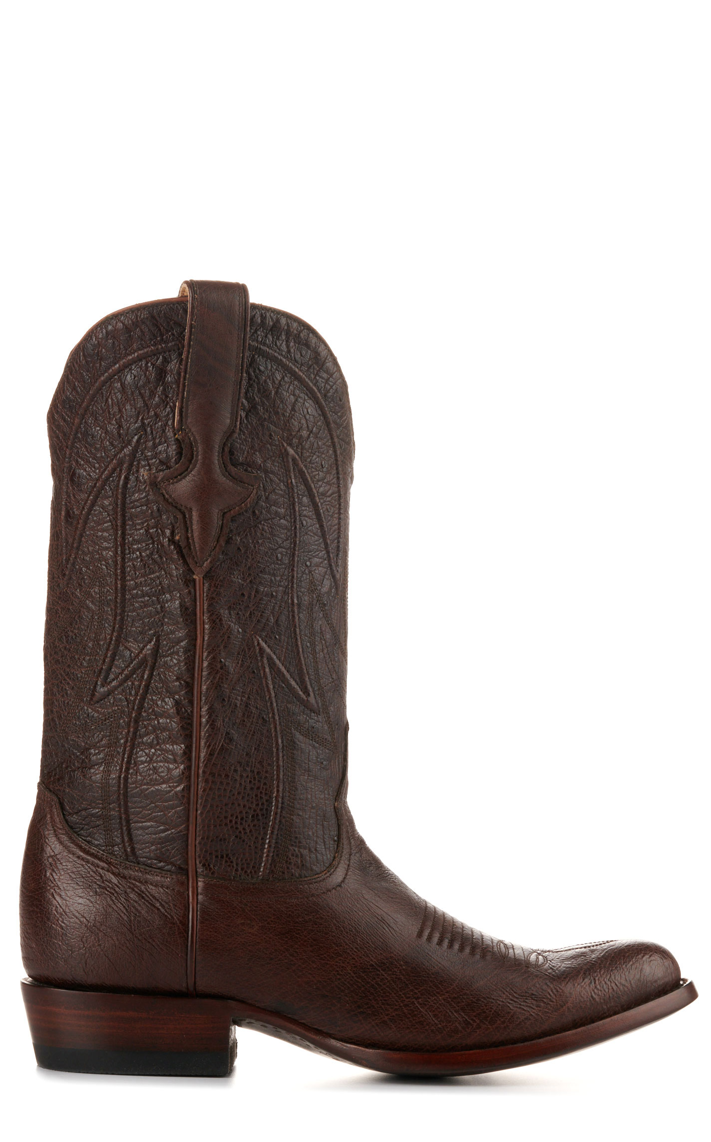 JRC & Sons Men's Cooper Smooth Quill Ostrich Round Toe Exotic Cowboy Boot in Antique Chocolate - Image 1