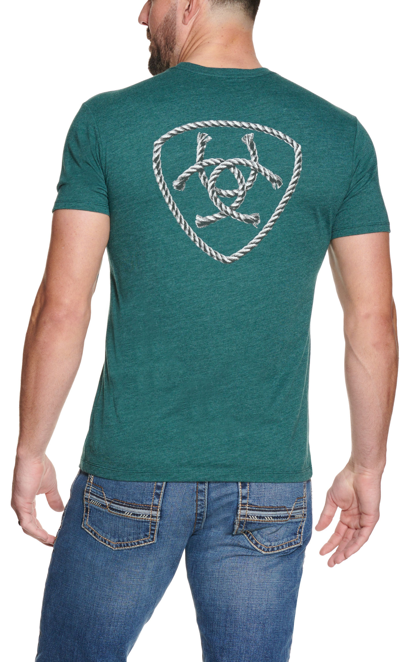 Ariat Men's Dark Teal with Rope Shield Logo Short Sleeve T-Shirt - Image 1