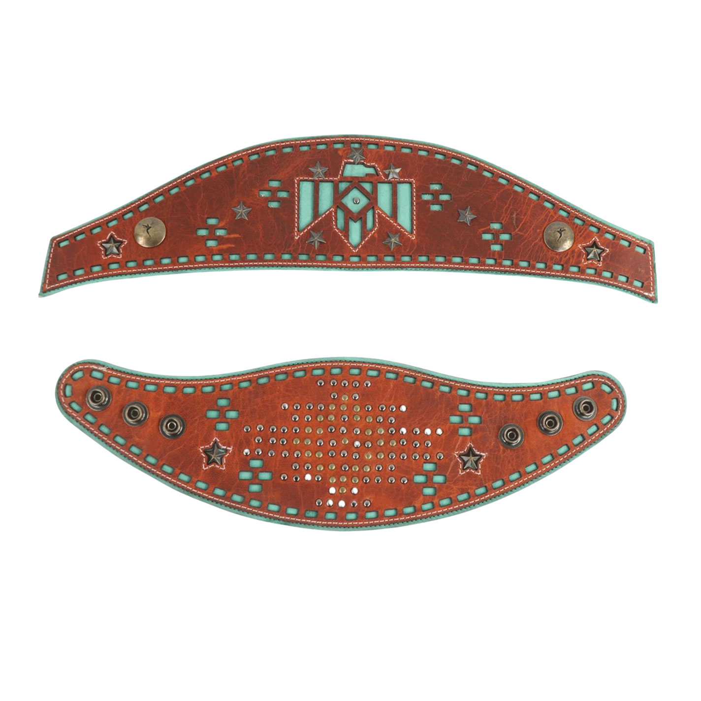 Agave Blue Brown Thunderbird Cutout Boot Lassos - Image 1