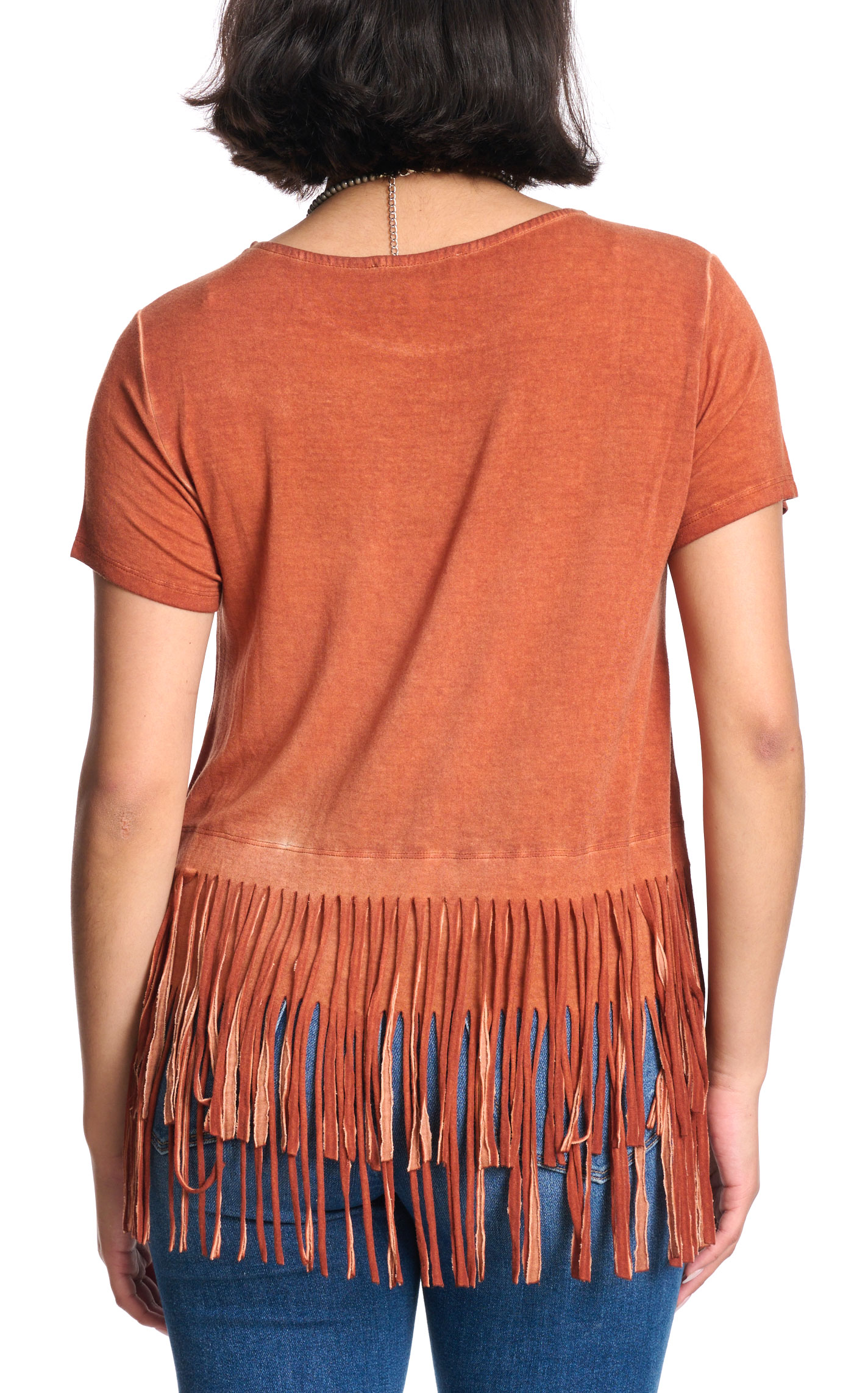 Rockin C Women's Cinnamon Fringed T-Shirt - Image 1
