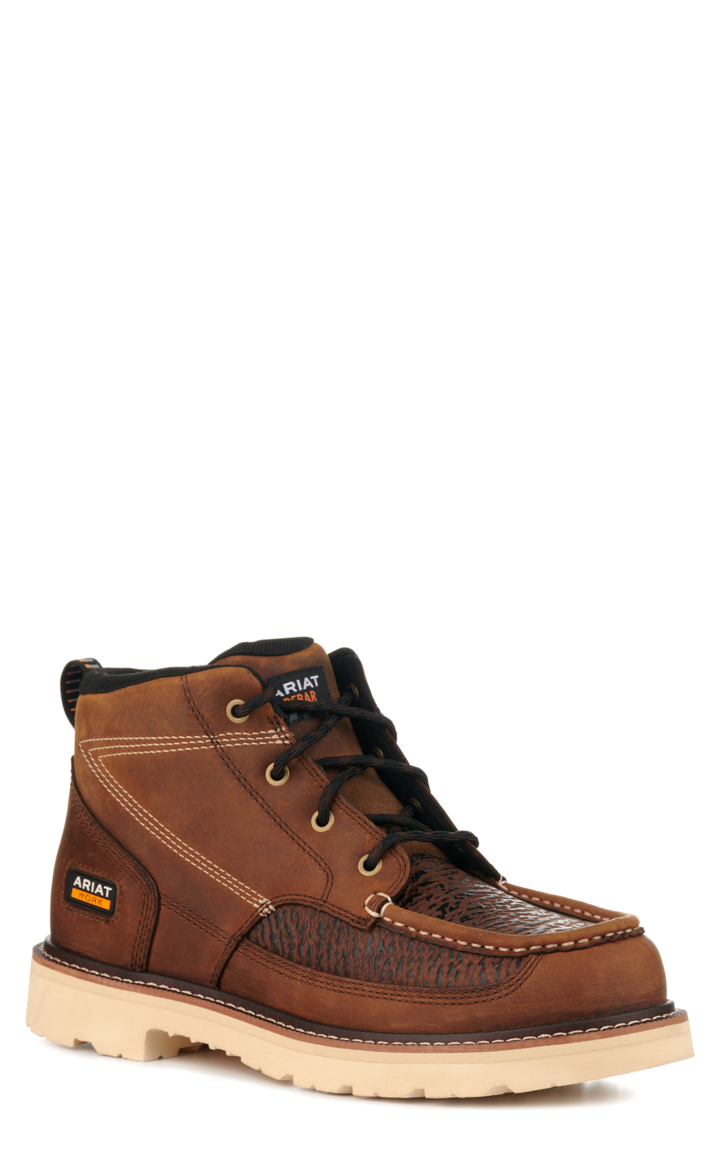 Ariat Men's Rebar Lift Distressed Brown and Sharkskin Print Round Composite Toe Chukka Work Boot - Image 1