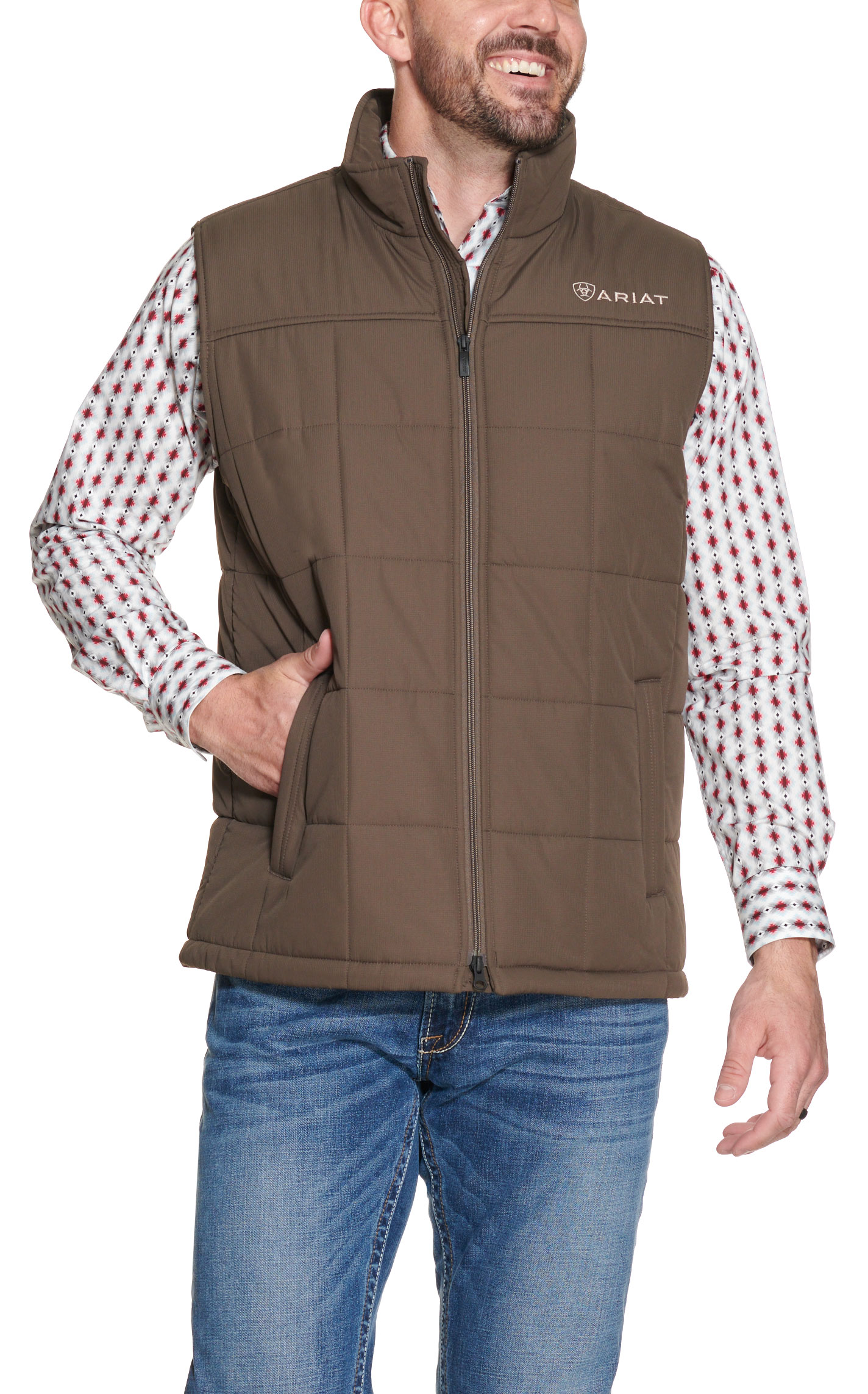 Ariat Men's Crius Banyan Bark Brown Insulated Vest - Image 1