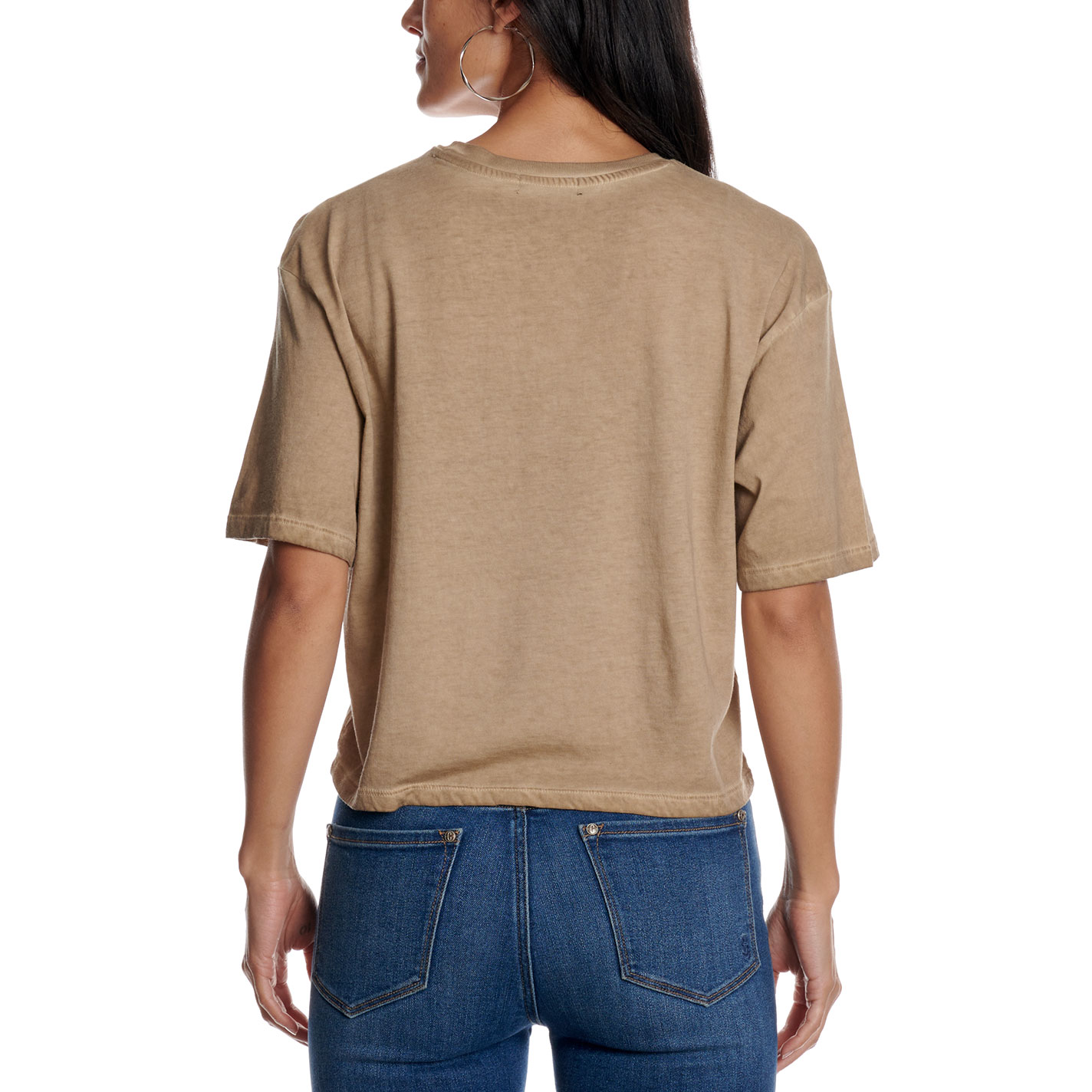 Zutter Women's Taupe Bootstitch Patch T-Shirt - Image 1
