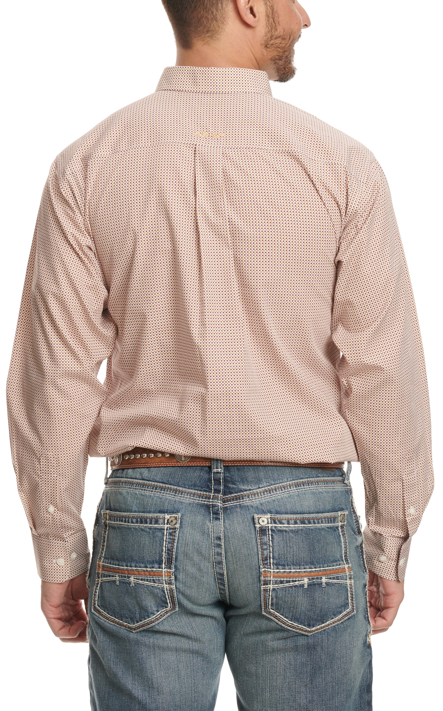 Ariat Men's Ike Wine & Antique Gold Geo Print Western Shirt - Image 1