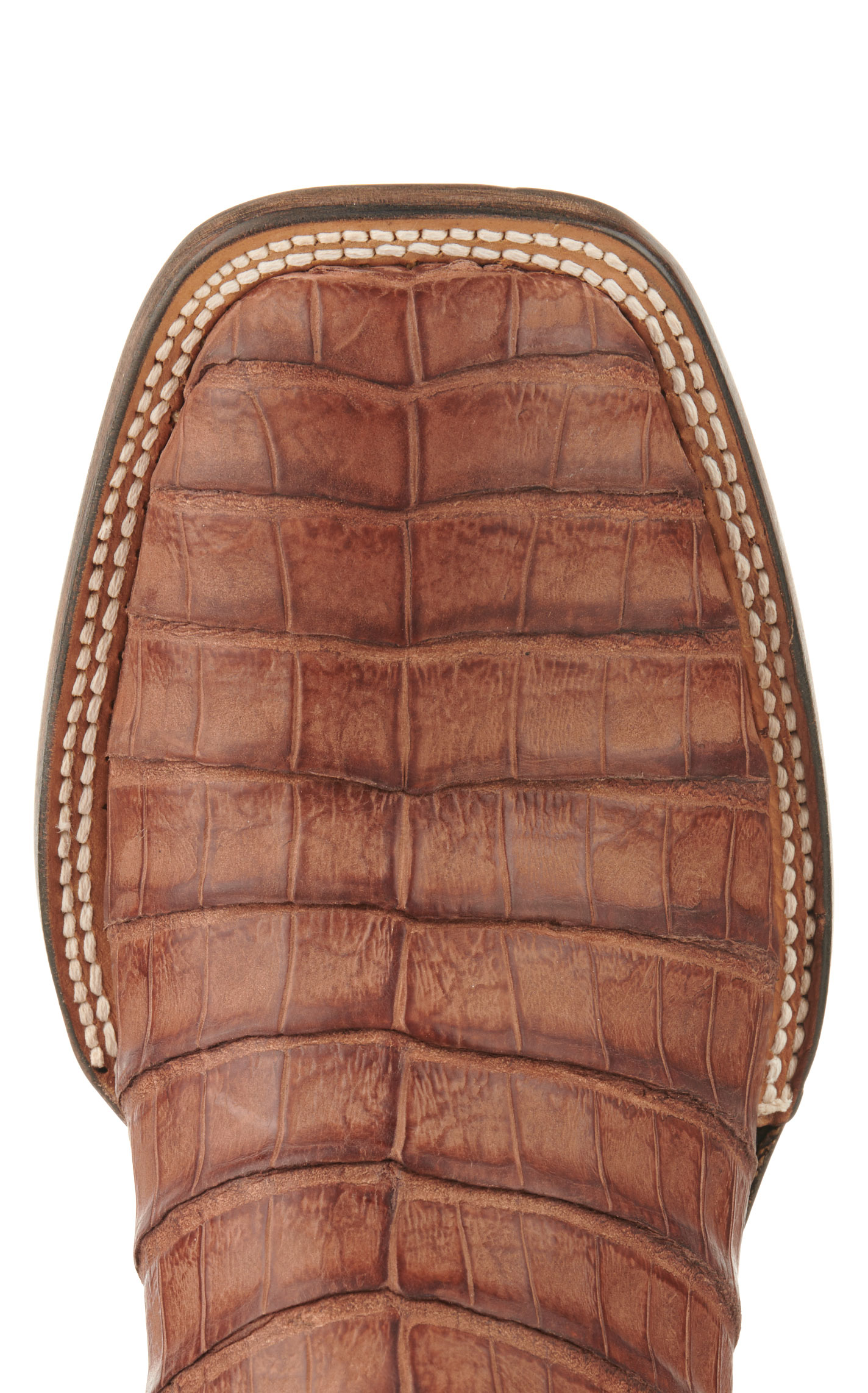 Black Jack Men's Burnished Barnwood and Brown Caiman Belly Wide Square Toe Exotic Cowboy Boots - Image 1