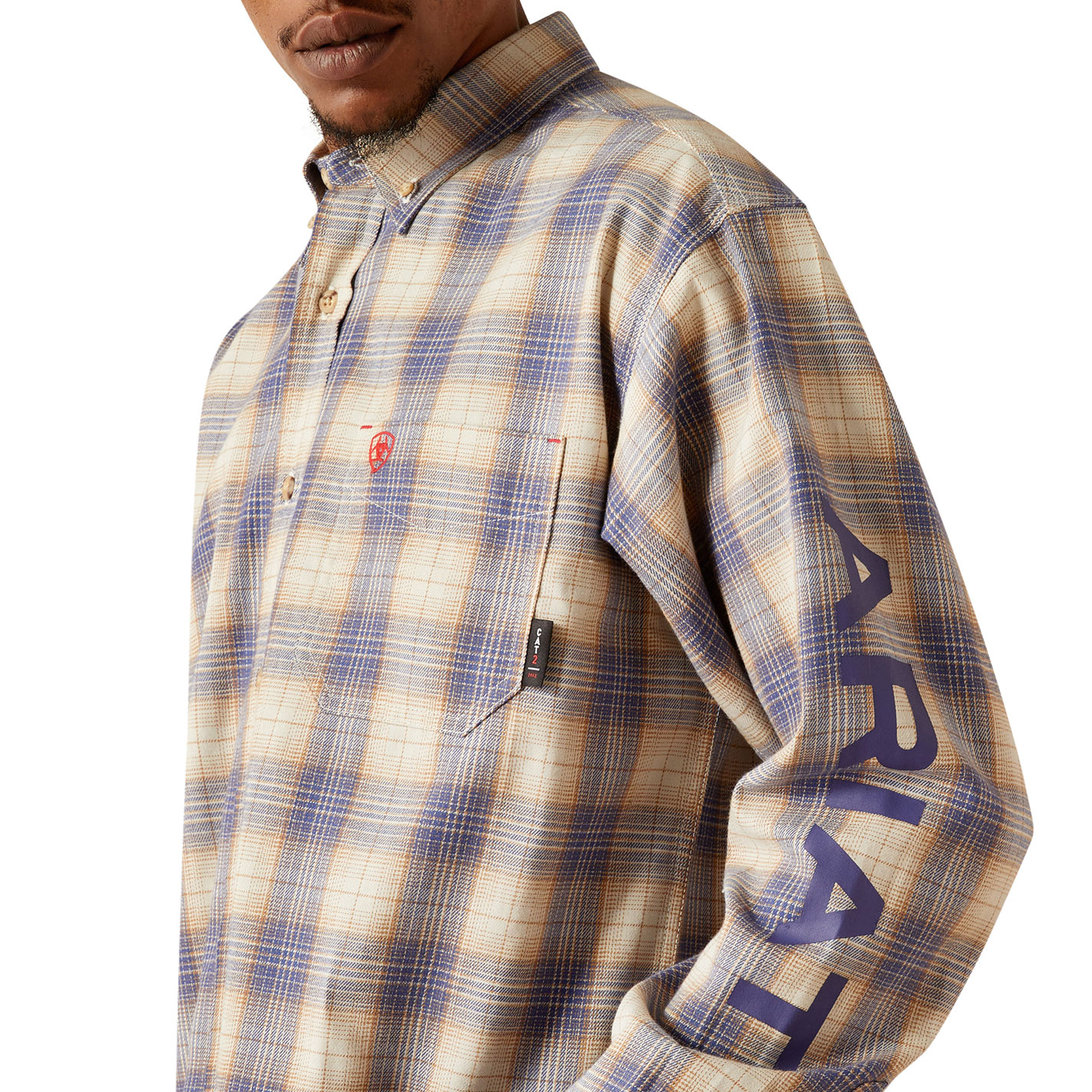 Ariat Men's Crenshaw Team Moonbeam Blue Plaid FR Work Shirt - Image 1