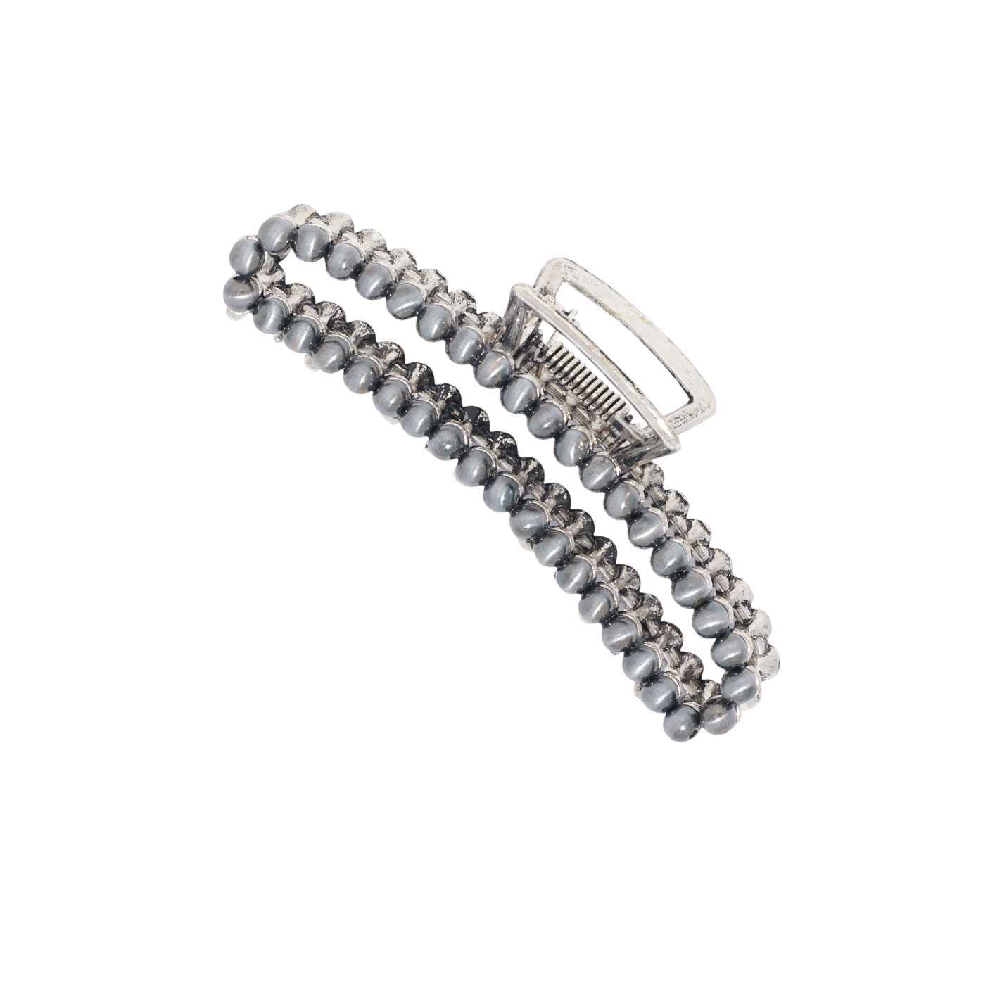 806 by Pink Panache Burnished Silver Beaded Claw Hair Clip - Image 1