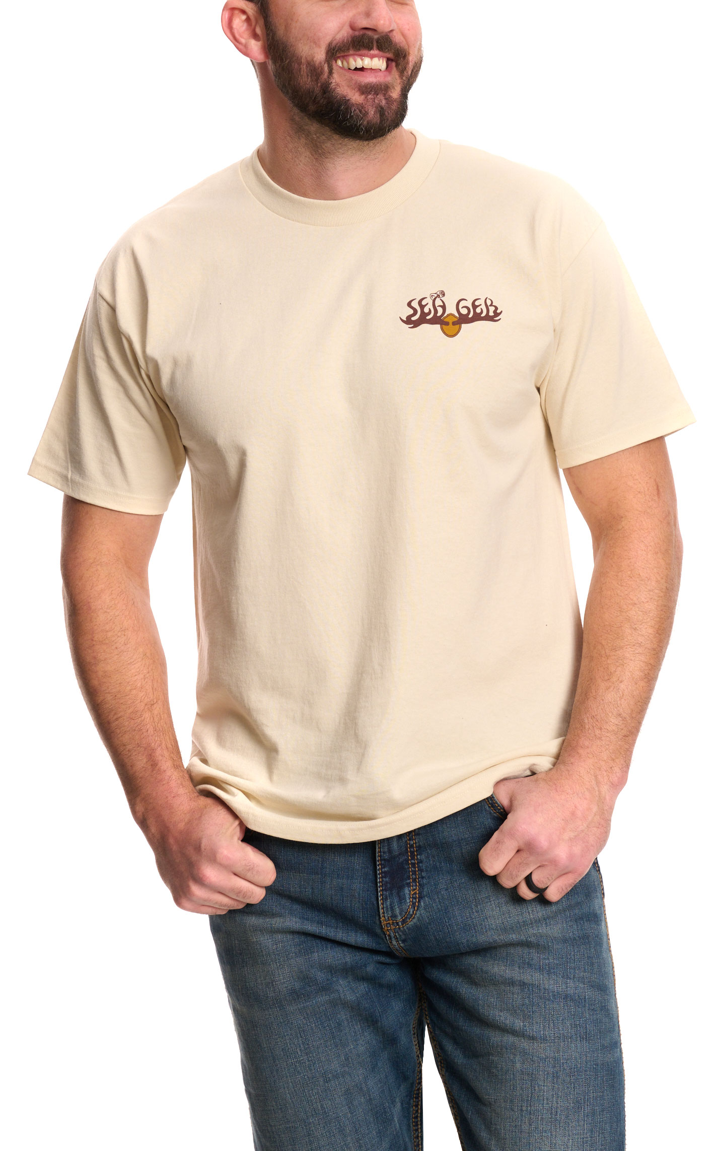 Seager Men's Vintage White Tipsy Moose Graphic T-Shirt - Image 1