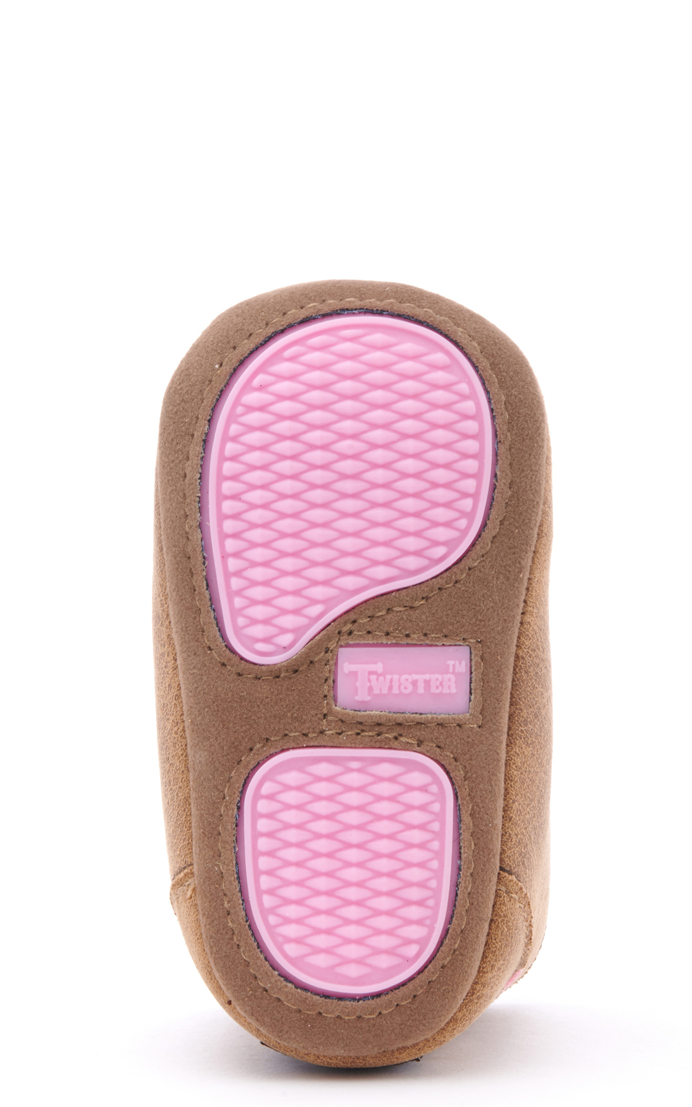 Twister Infant Lauren Baby Bucker Brown and Pink Glitter Woven Moc Shoes - Image 1