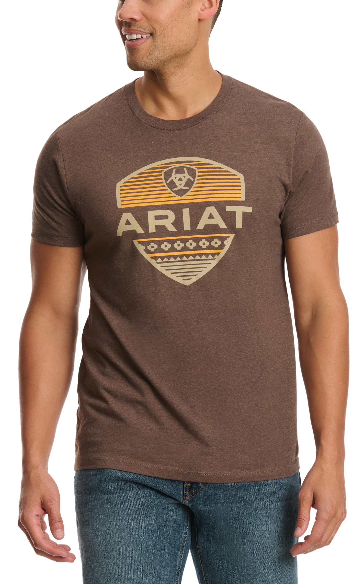 Ariat Men's Chocolate & Shield Logo Graphic T-Shirt - Image 1