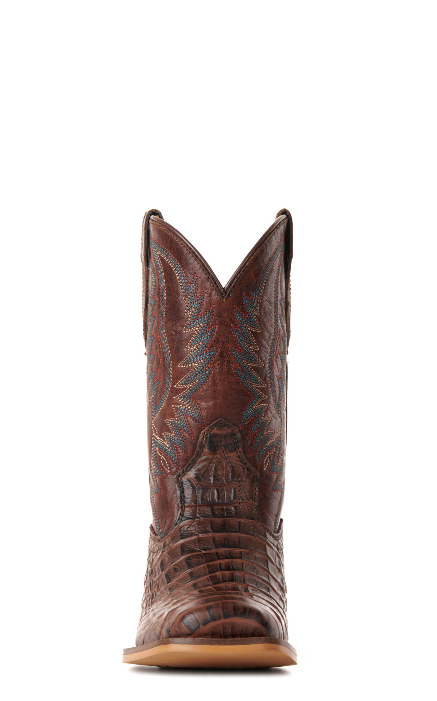 Cavender's Kids' Chocolate Crocodile Print Wide Square Toe Cowboy Boots - Image 1