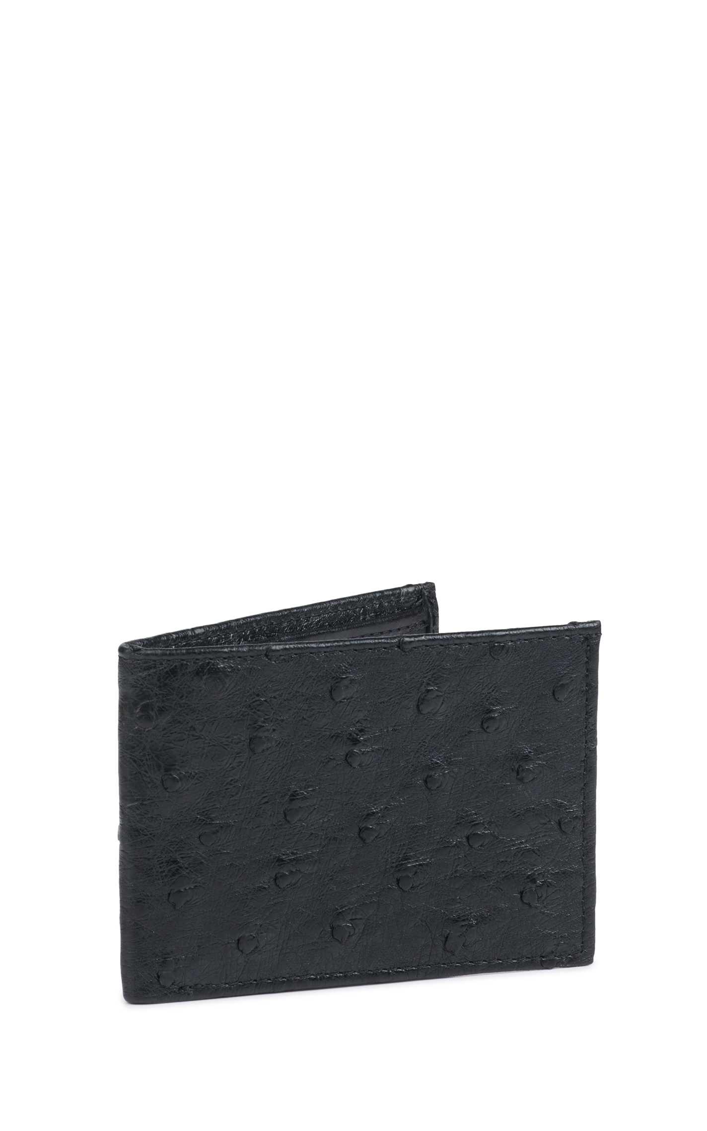 JRC & Sons Men's Black Ostrich Leather Bifold Exotic Wallet - Image 1
