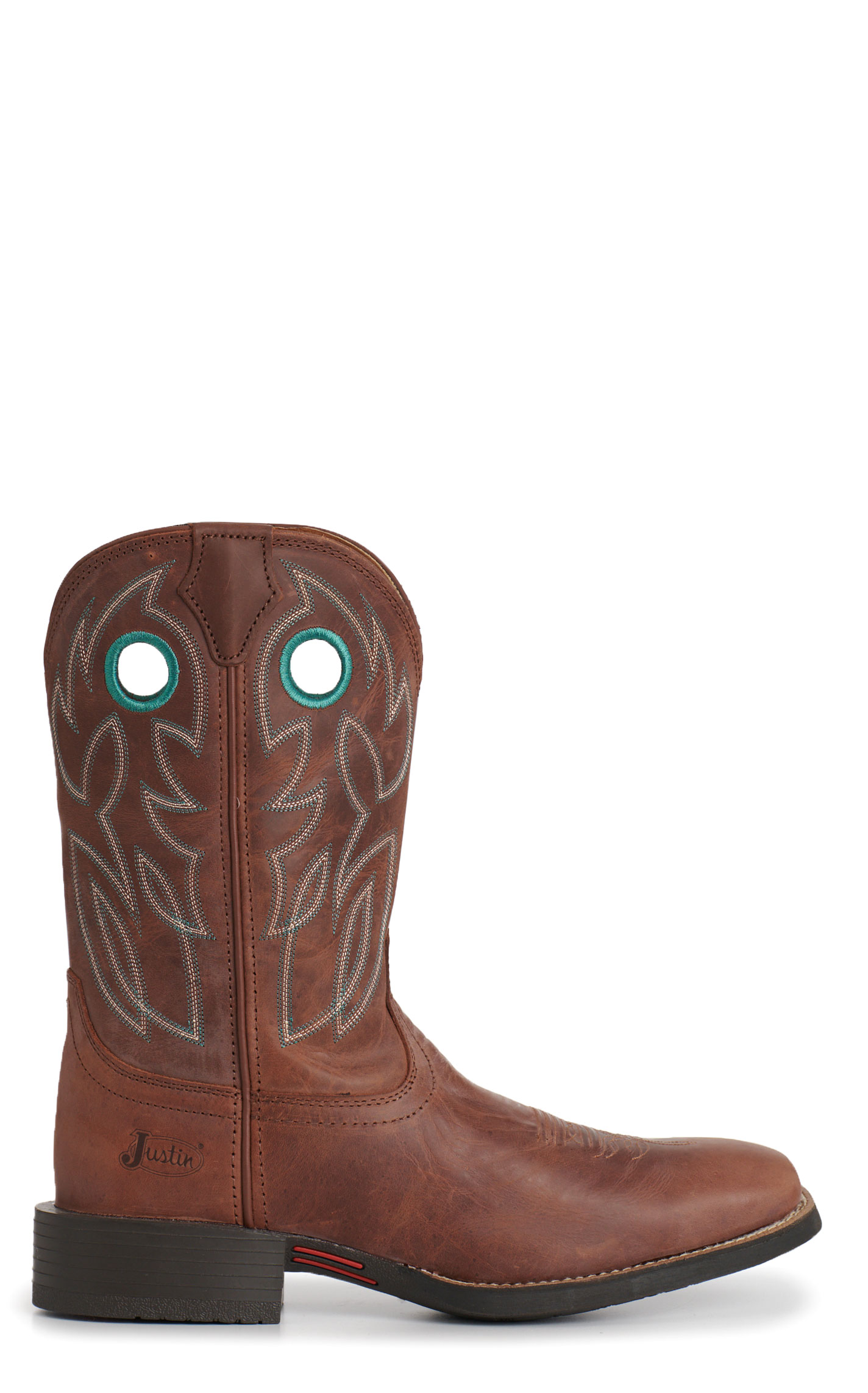 Justin Men's Stampede Brandy Cowhide Wide Square Toe Boots - Image 1