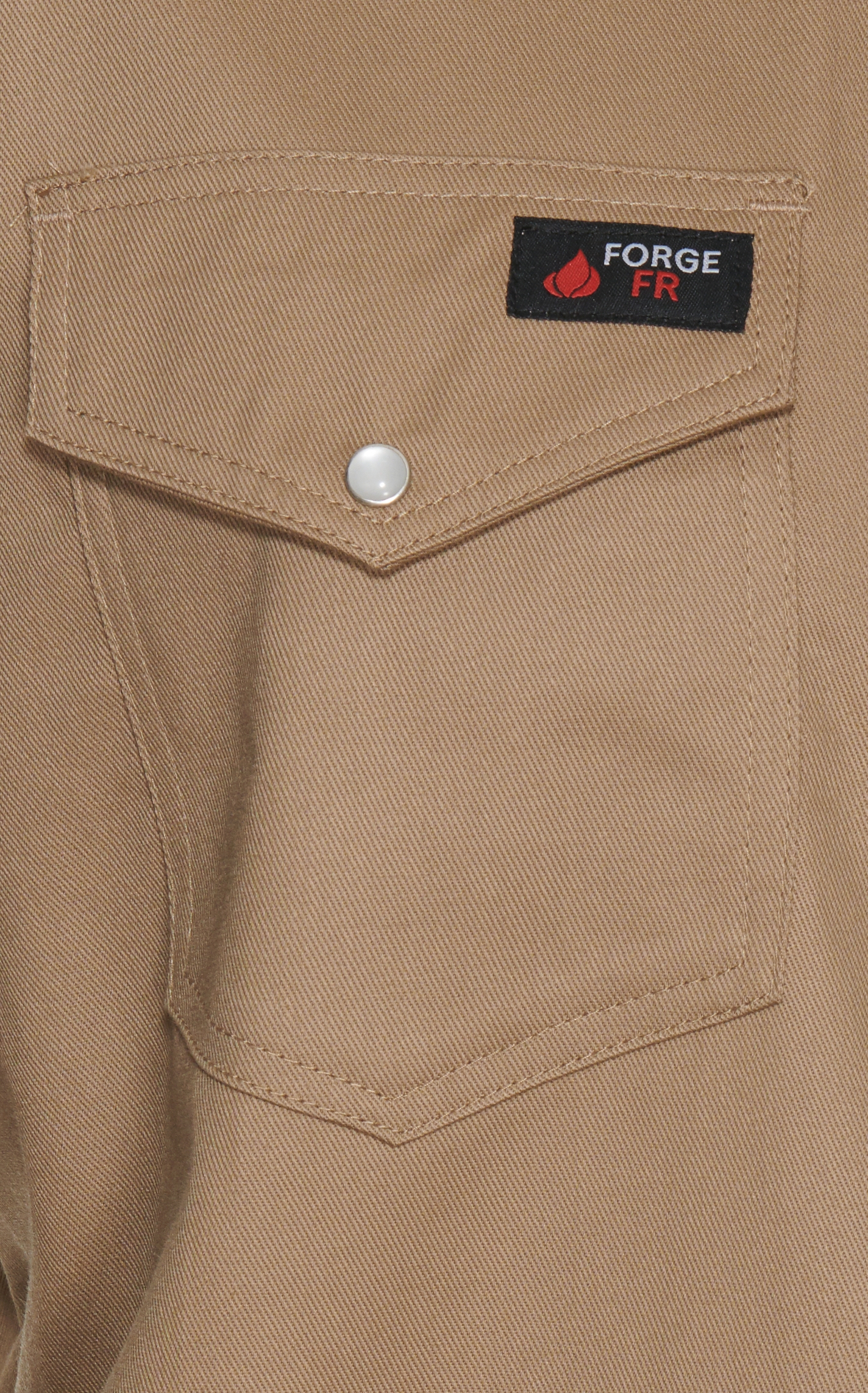 Forge Workwear FR Men's Khaki Long Sleeve Work Shirt - Image 1