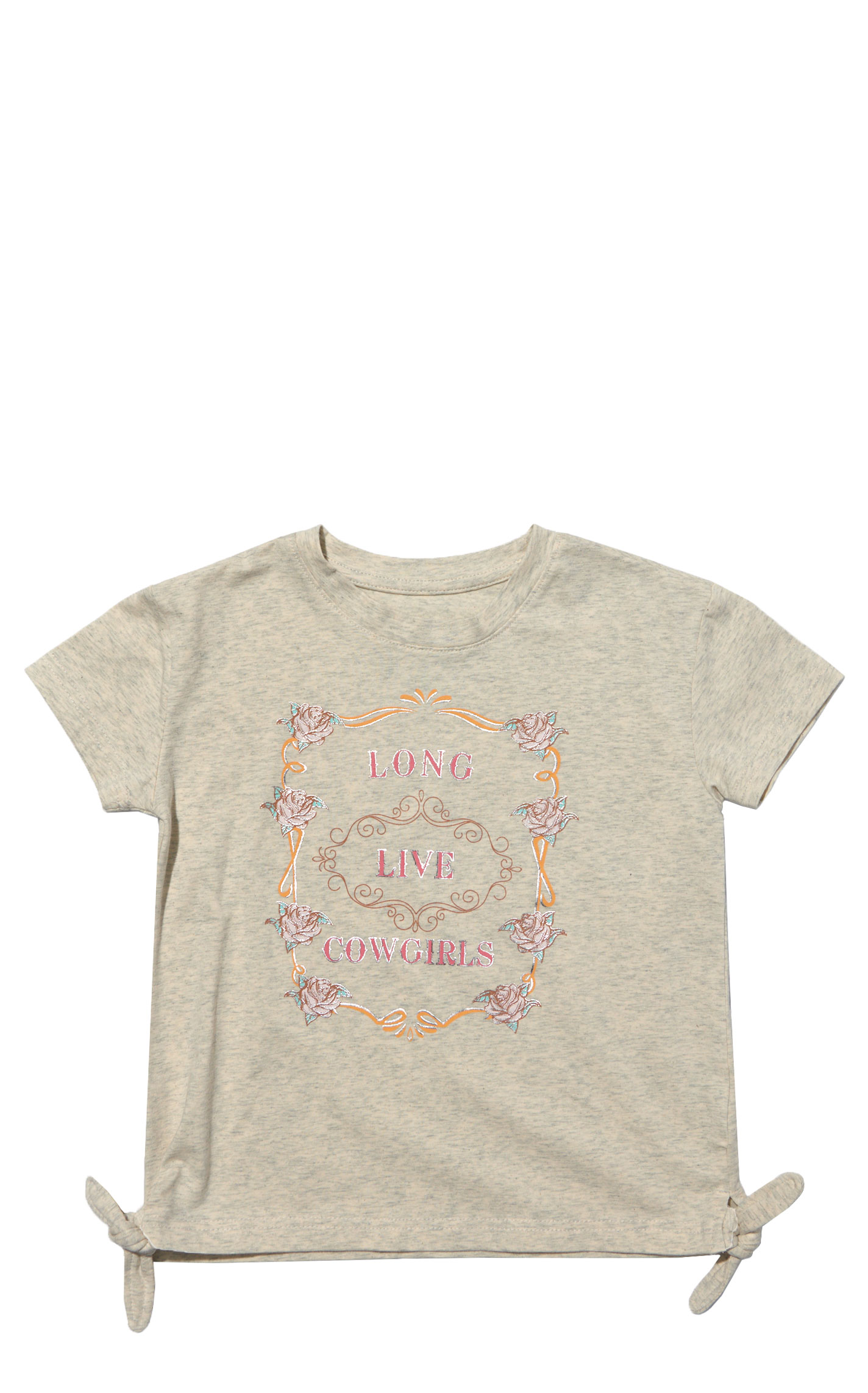 Rockin C Girl's Oat Cowgirls Graphic Tie-Side T-shirt - Image 1
