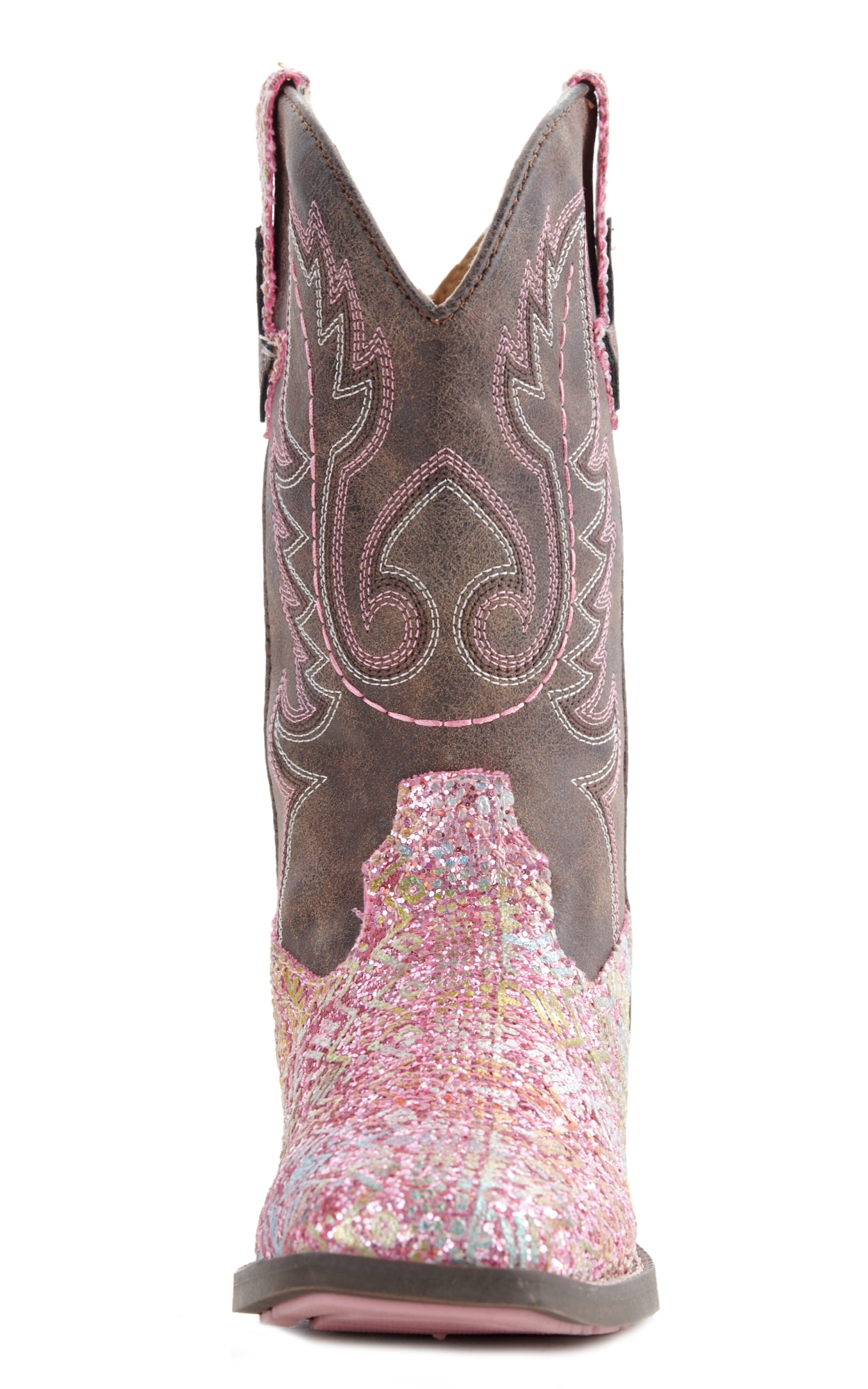 Roper Toddler Pink Glitter Aztec Square Toe Boot - Image 1