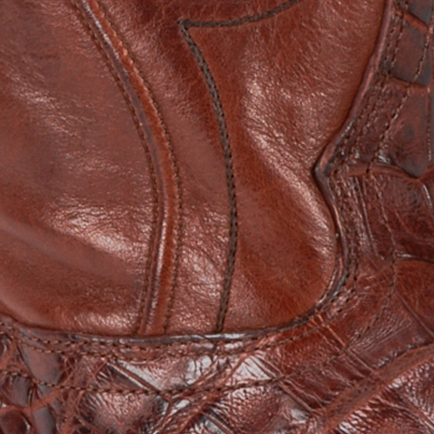 JRC & Sons Men's Drew Caiman Belly Wide Square Toe Exotic Cowboy Boot in Brandy - Image 1
