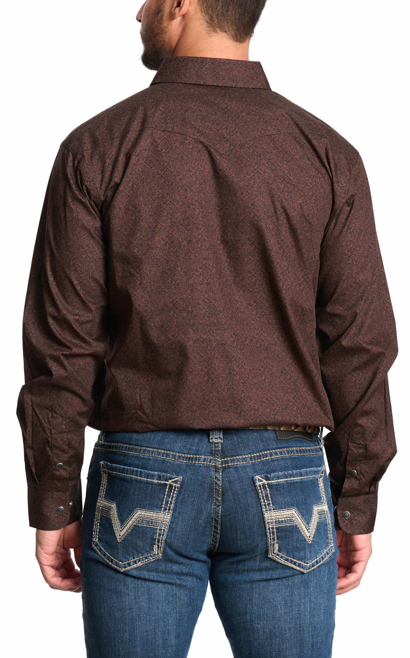Panhandle Men's Chocolate Diamond Paisley Western Shirt - Image 1