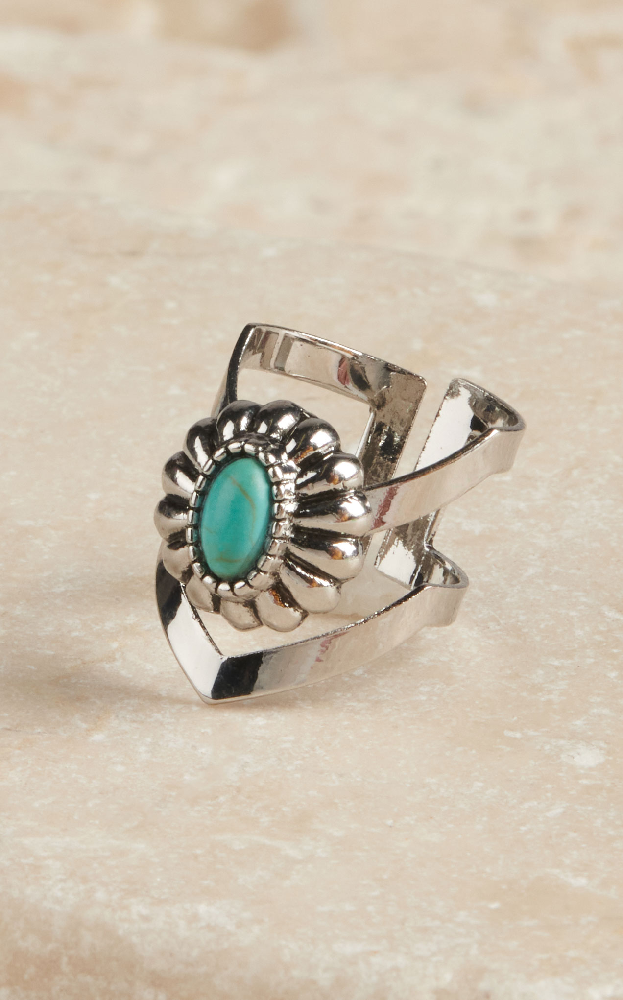 Cowgirl Confetti Silver ZigZag With Tiny Concho Adjustable Ring - Image 1